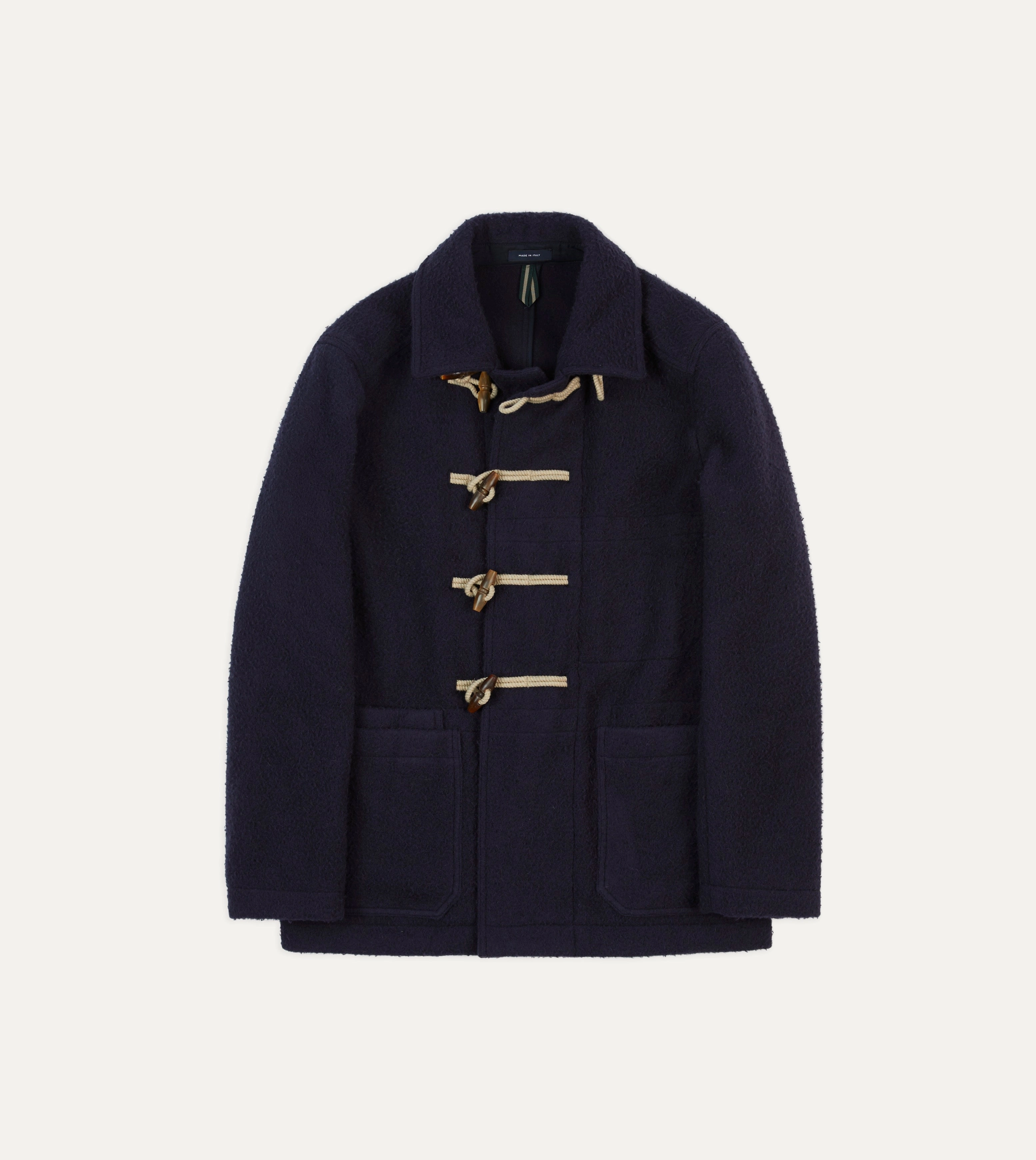 Perfection Navy Casentino Wool Short Duffle Coat