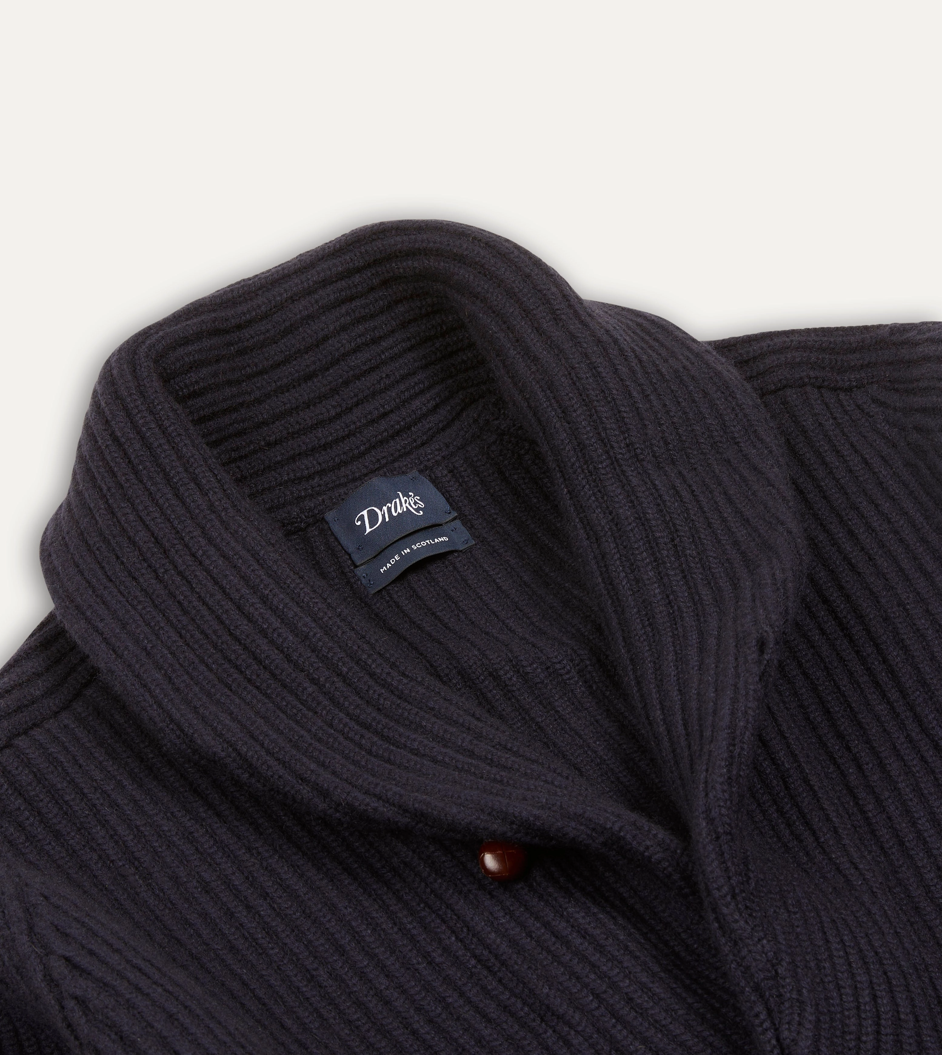 Navy Cashmere Shawl Collar Cardigan Spandex Integration