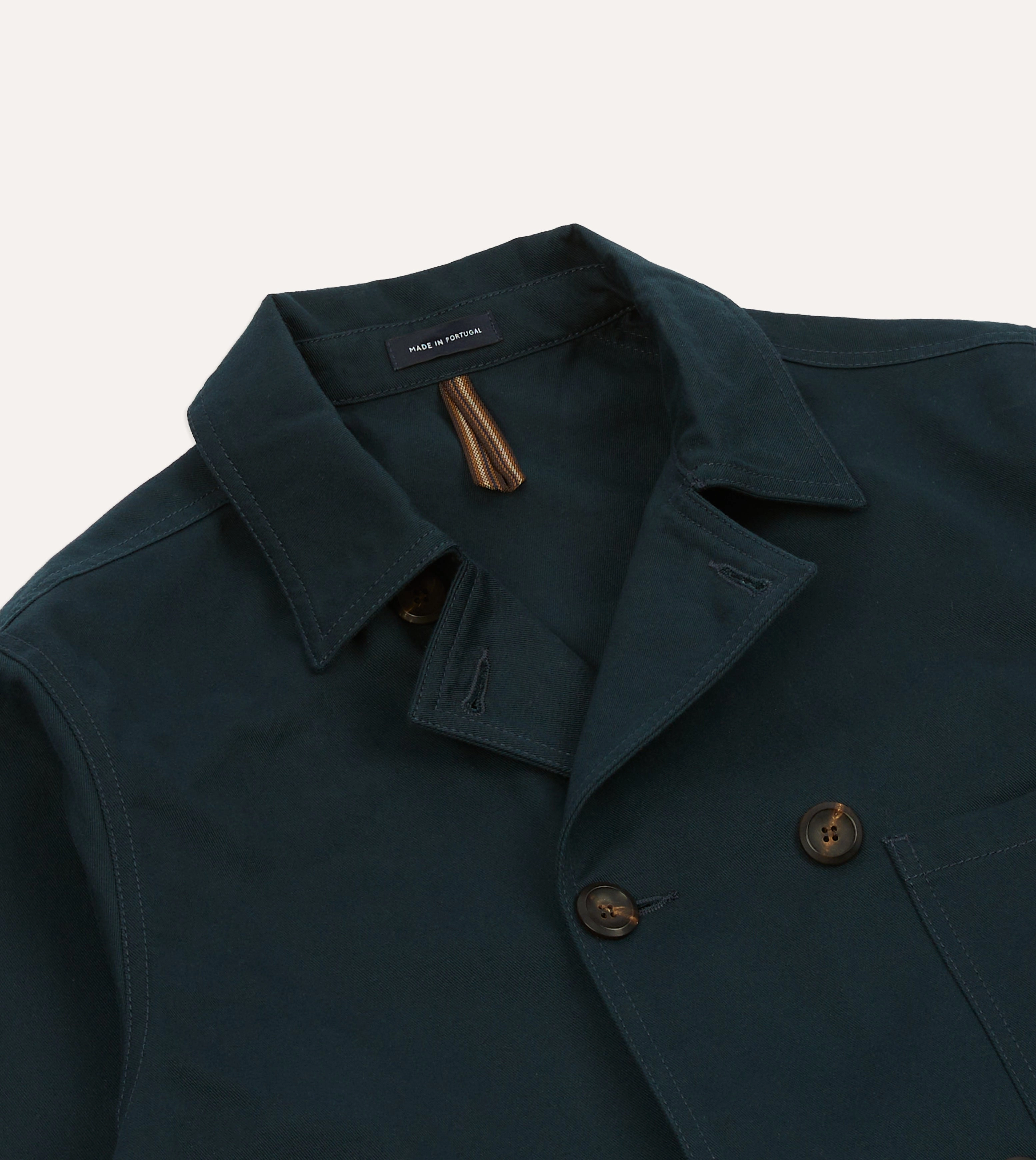 Flexible Wear Navy Cotton Double-Breasted Chore Coat