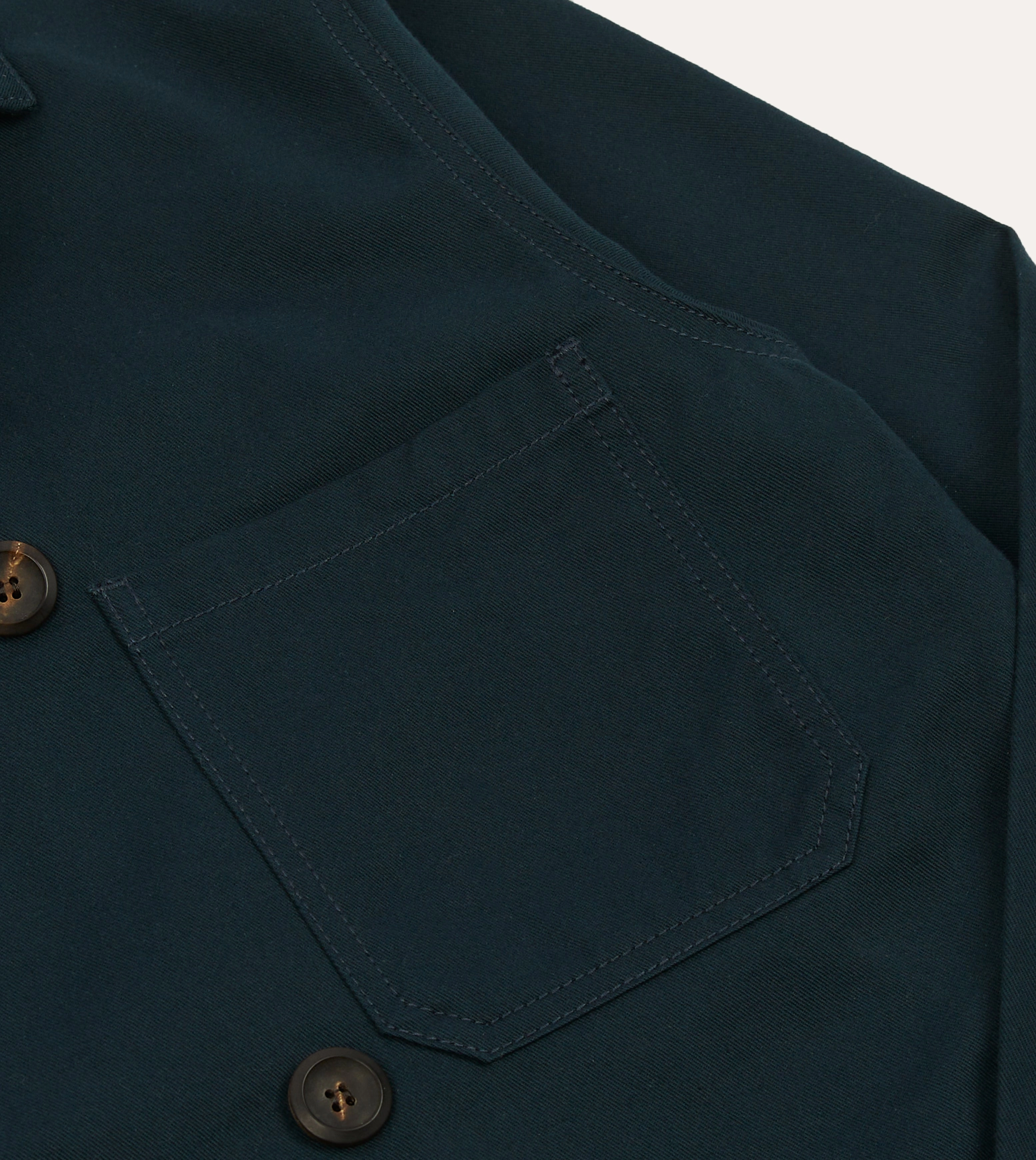 Navy Cotton Double-Breasted Chore Coat Zippered Vents