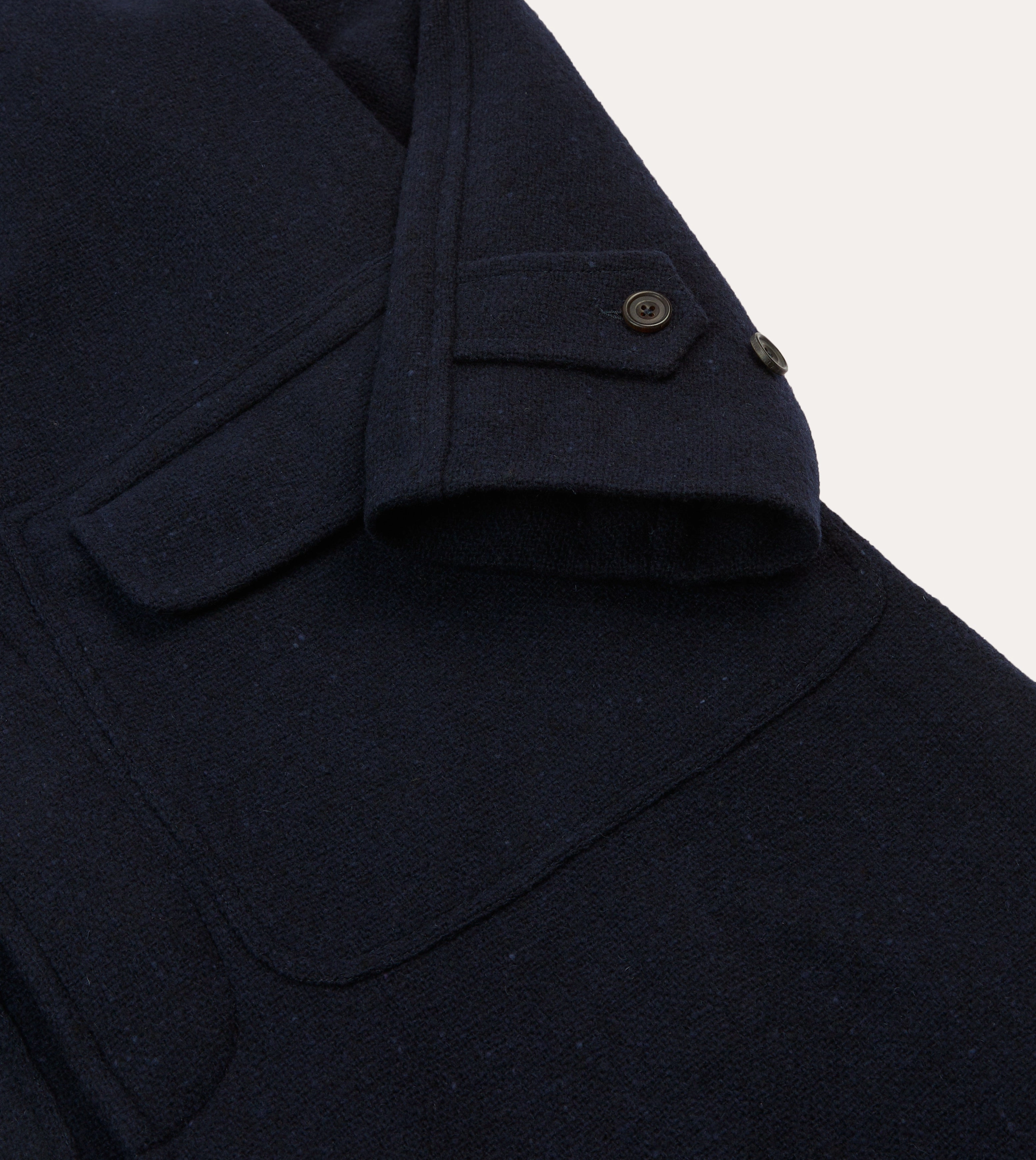 Navy Donegal Wool Raglan Coat spring season