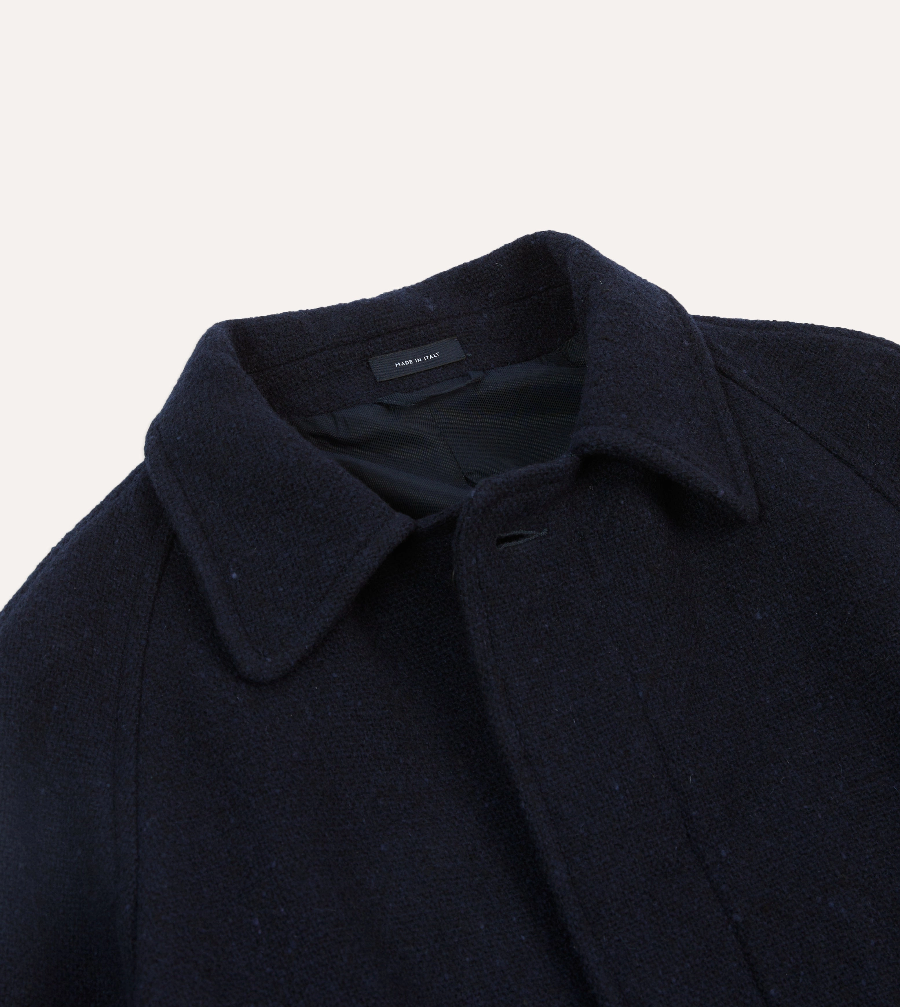 Navy Donegal Wool Raglan Coat UV Protective Layer Chill Layer