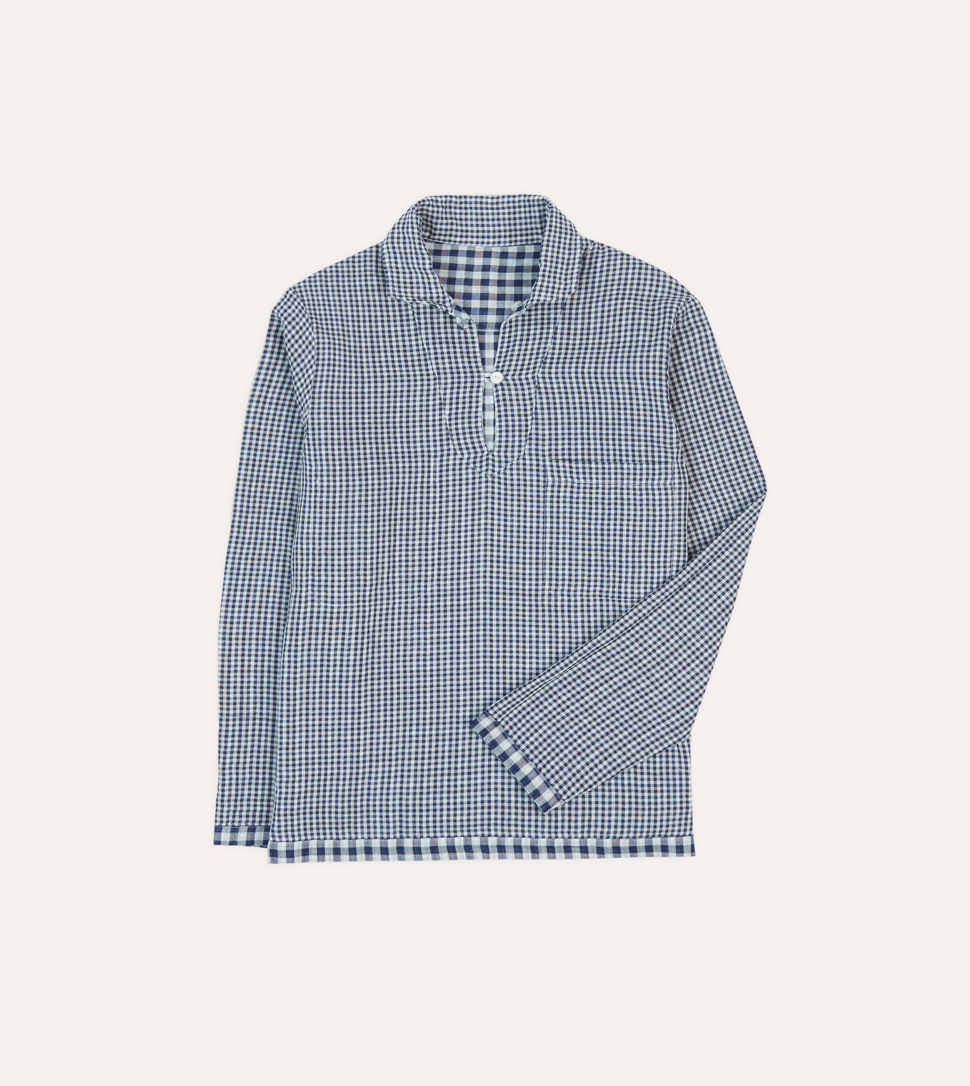 Navy Gingham Cotton Reversible Smock Easy Styling