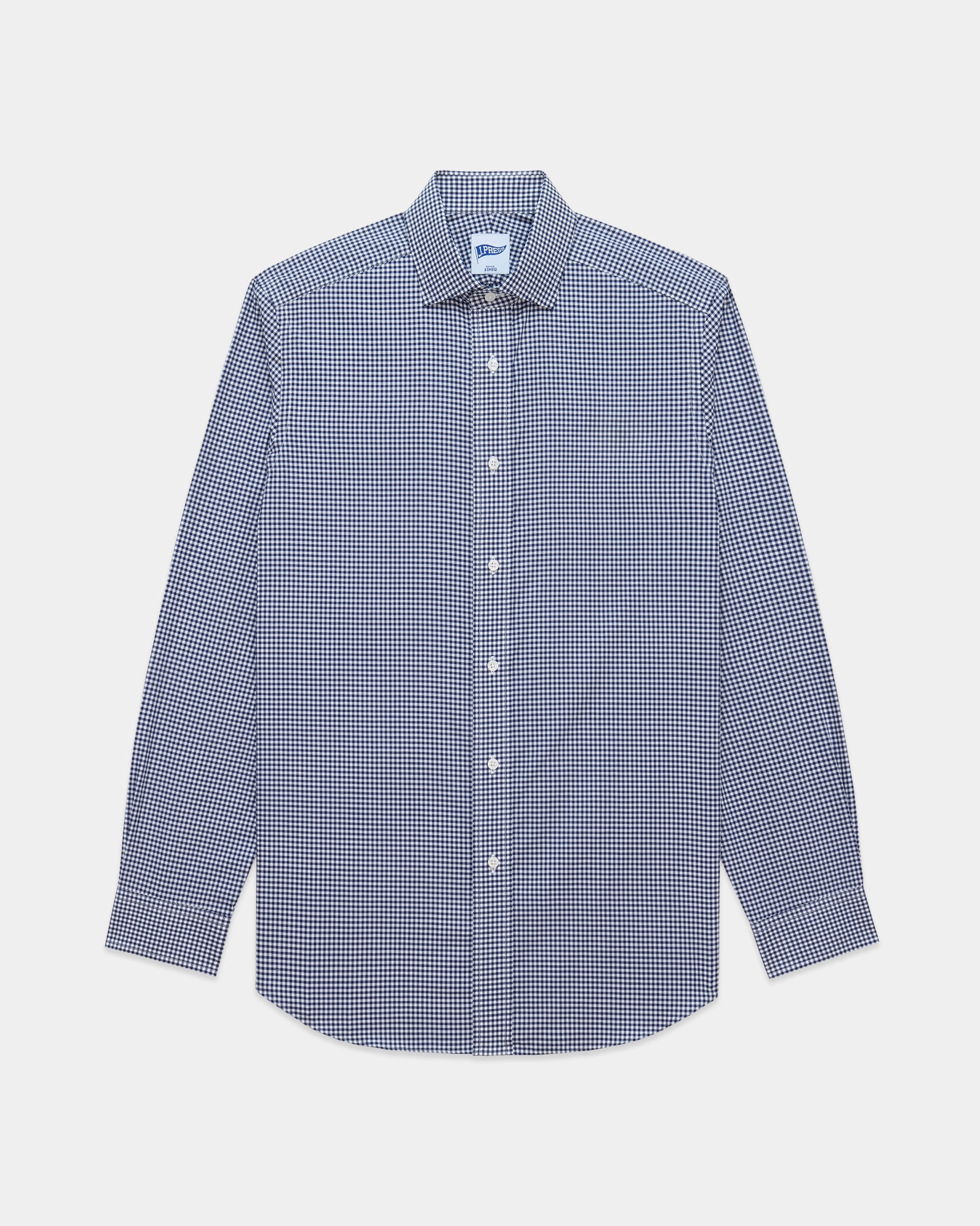 Navy Gingham Spread Collar Dress Shirt - Trim Fit Workwear Essential Ethical production