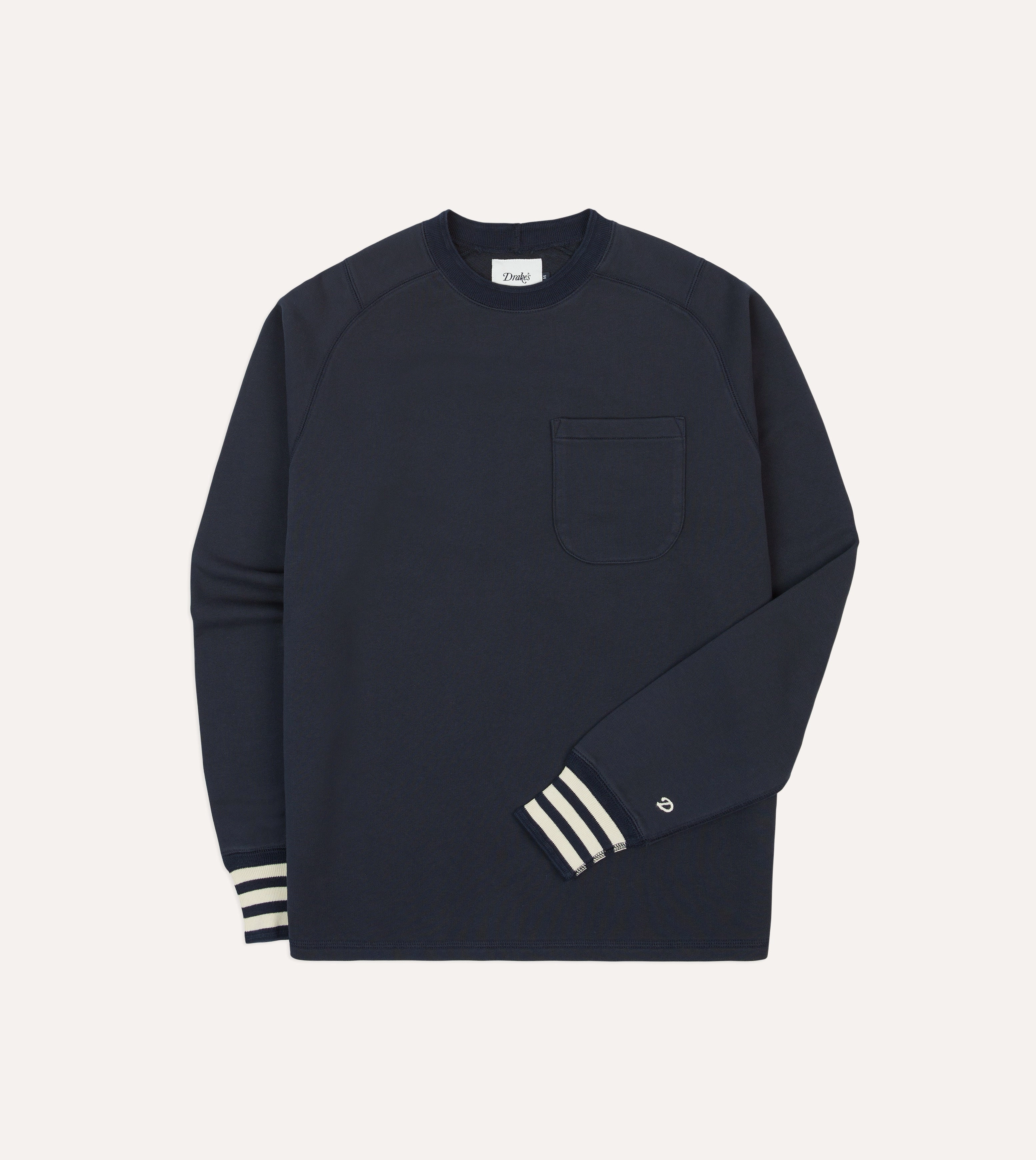 Navy Heavy Cotton Crew Neck Hiking T-Shirt ribbon accents Running wear