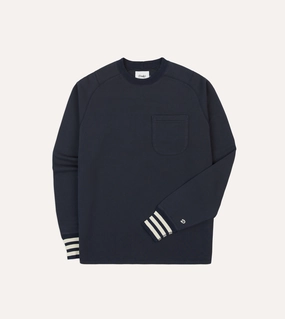 Navy Heavy Cotton Crew Neck Hiking T-Shirt ribbon accents Running wear