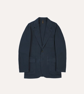Refined Office Wear Navy Herringbone Cotton Games Blazer Mk. I