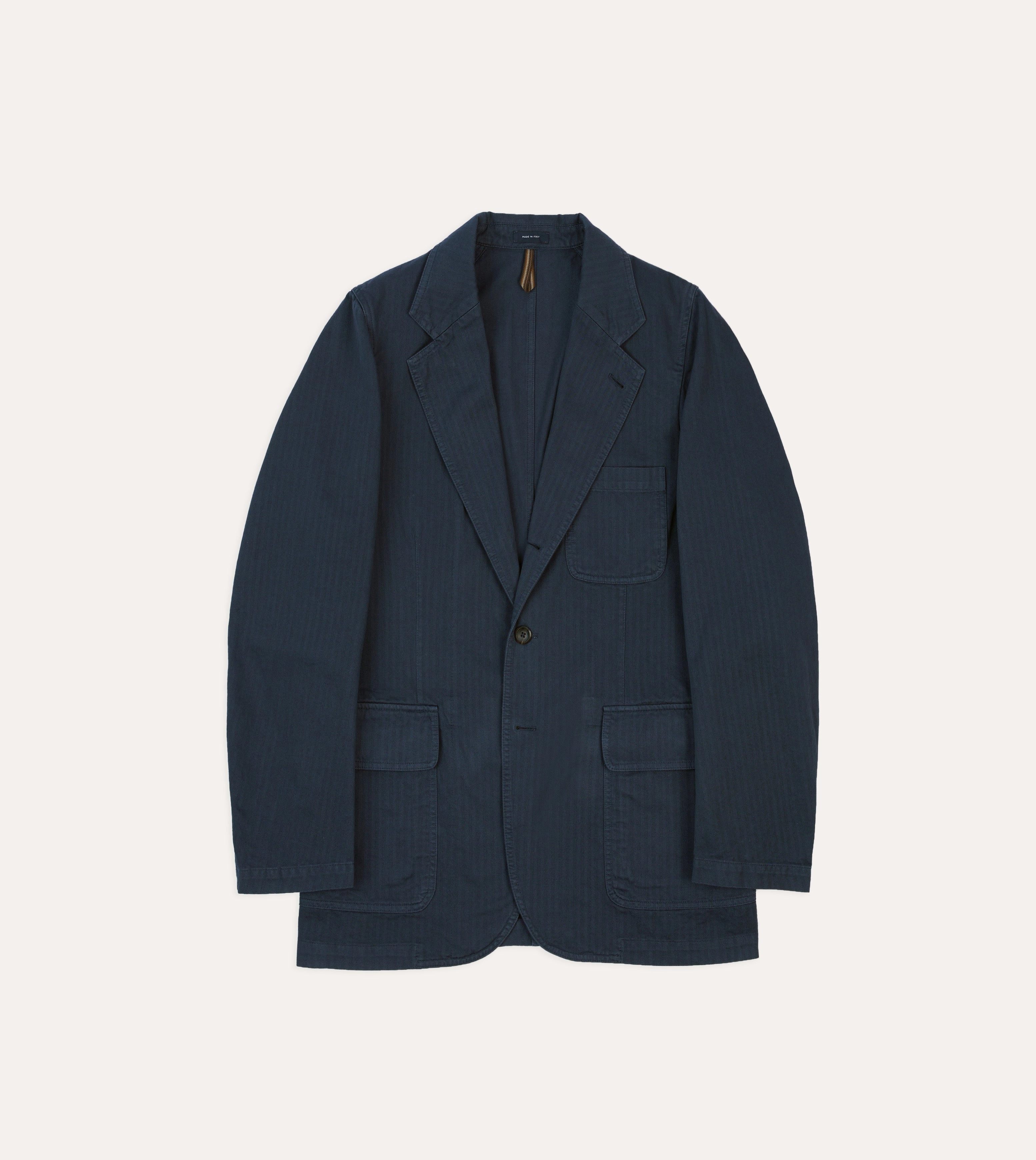 Refined Office Wear Navy Herringbone Cotton Games Blazer Mk. I