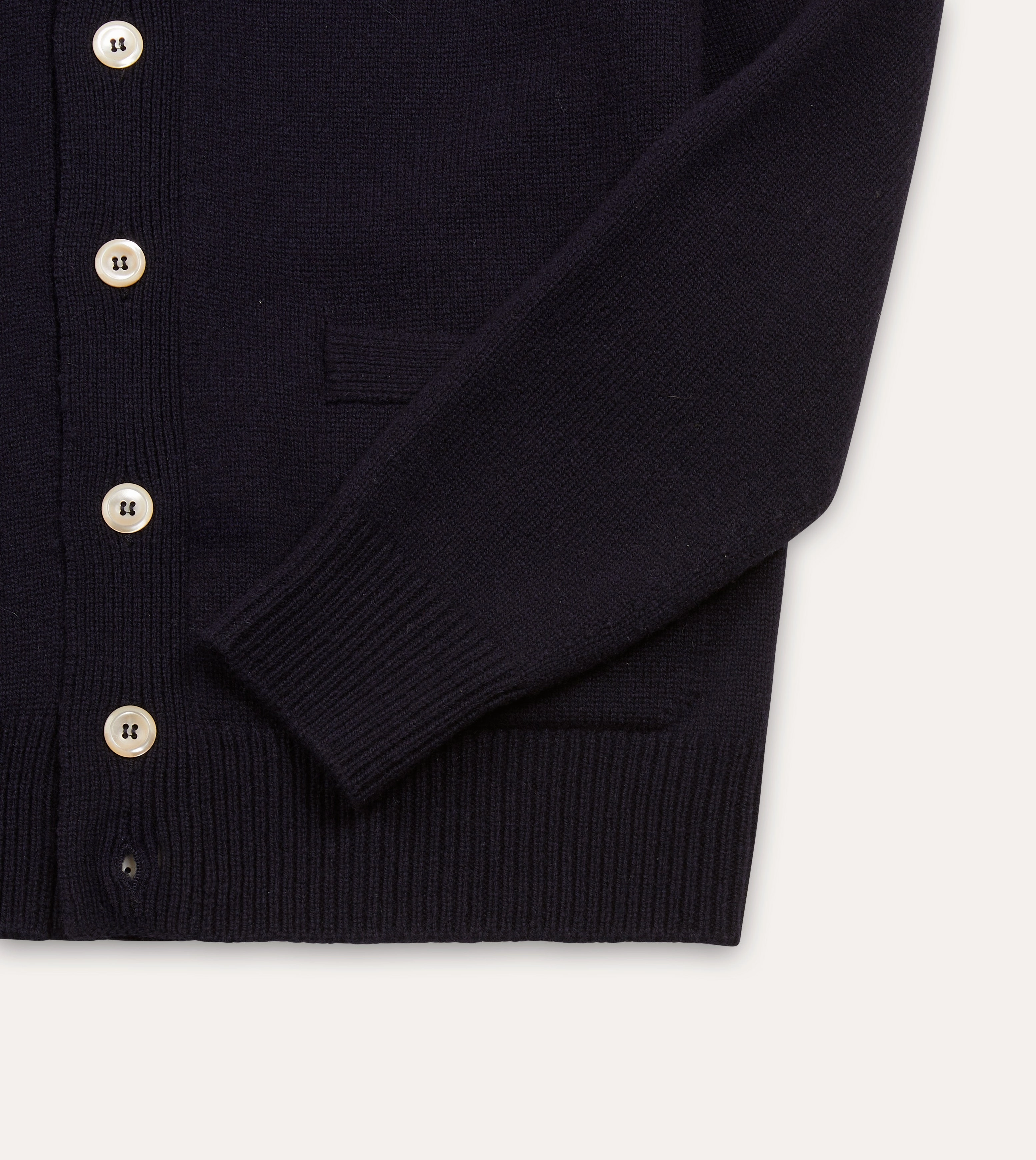 Urban Trendy Double Layered Collar Navy Lambswool 6 Button Cardigan