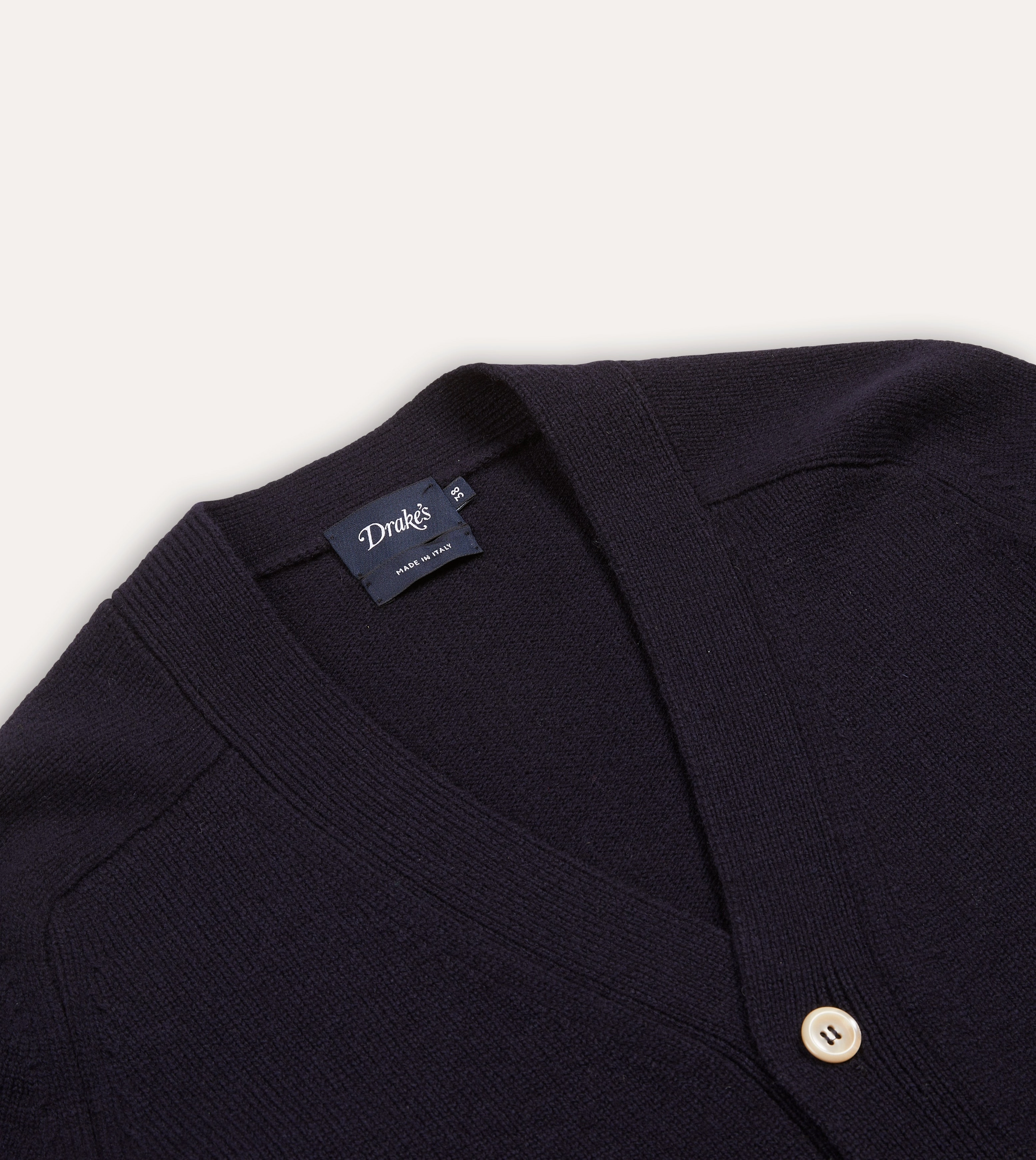 Easy Comfort Quick Dry Weaving Navy Lambswool 6 Button Cardigan