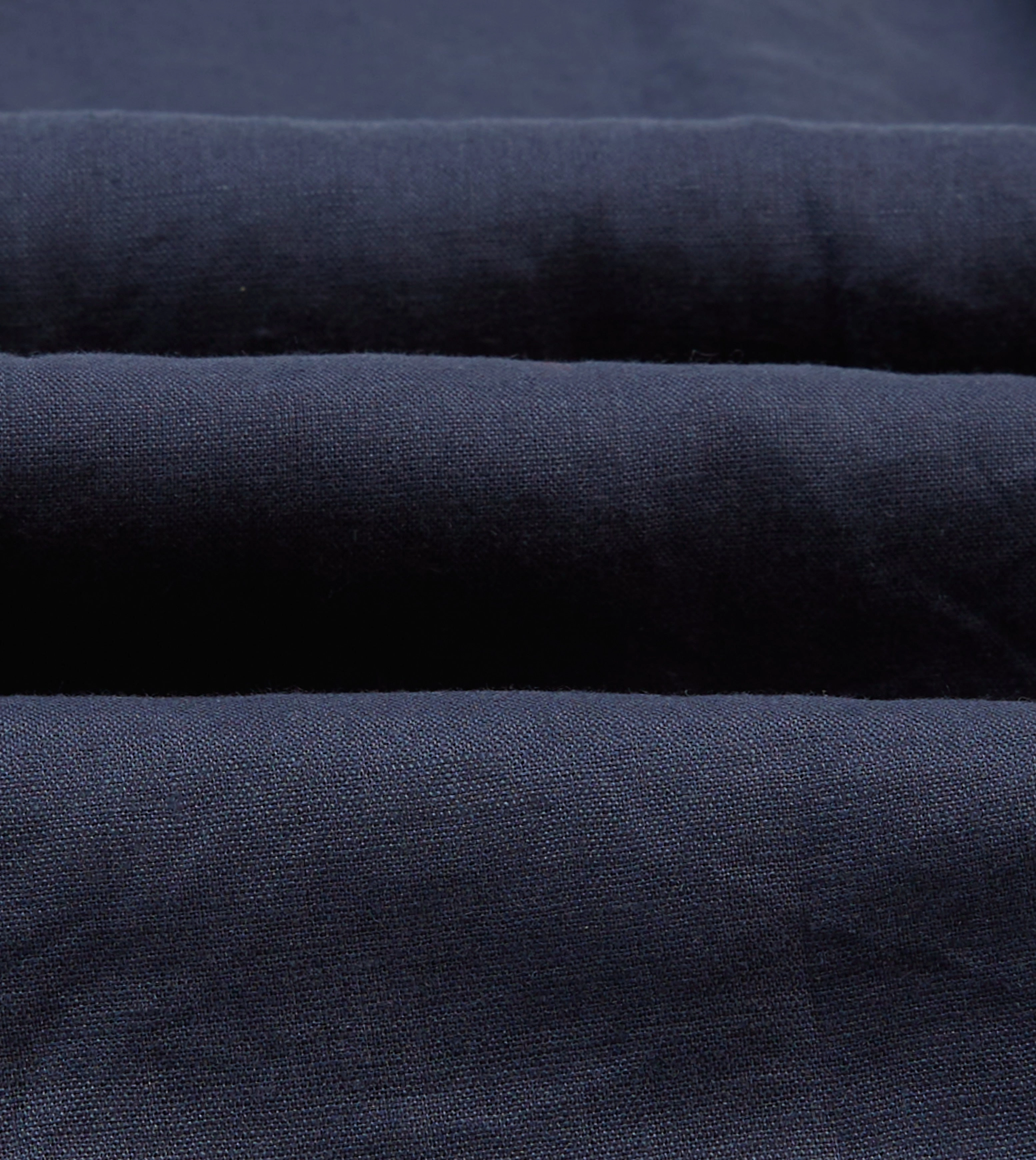 Navy Linen Long Point Collar Popover Shirt Subtle patterns Geometric Print