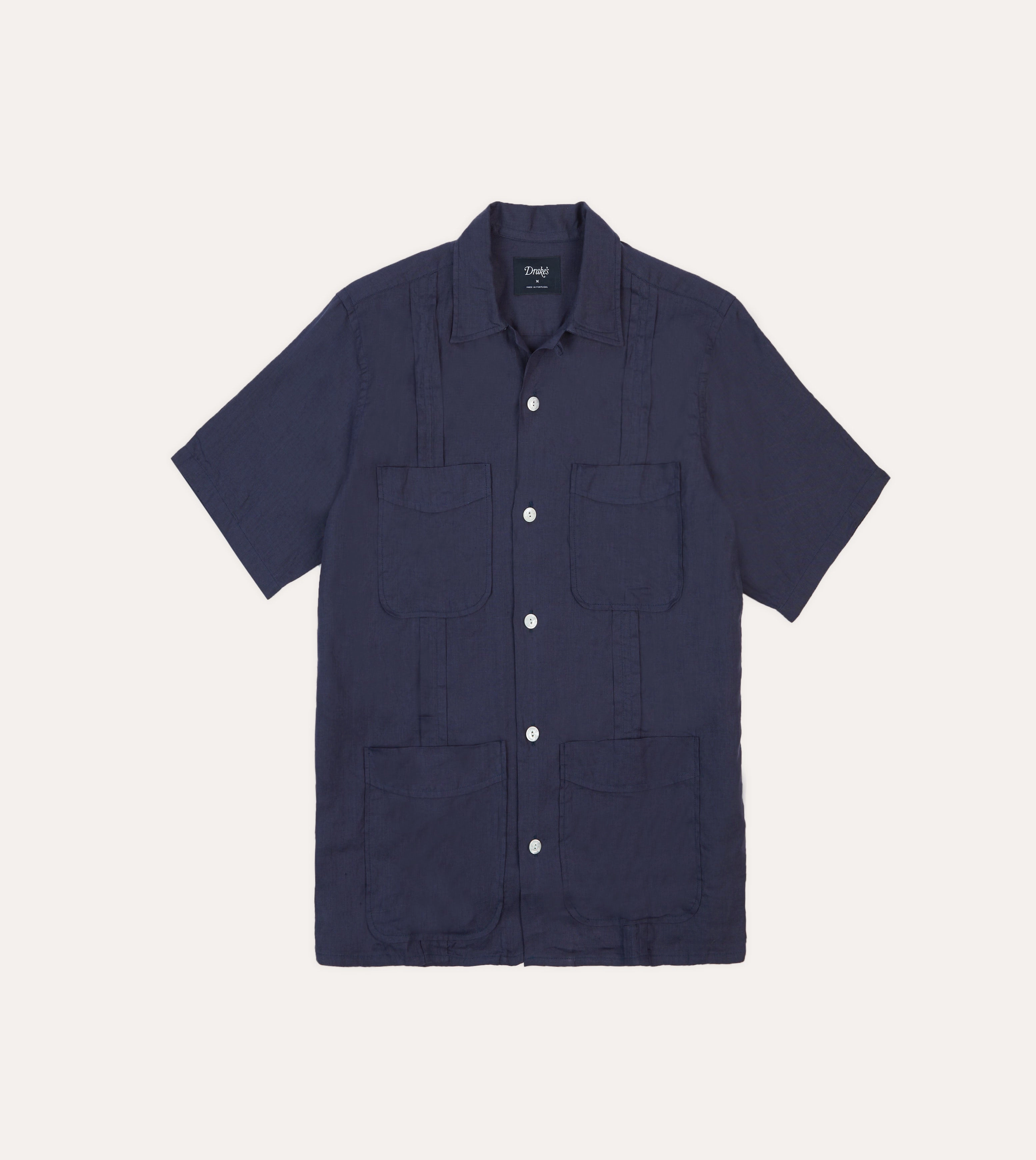 Navy Linen Short Sleeve Cuban Shirt Trendy designs