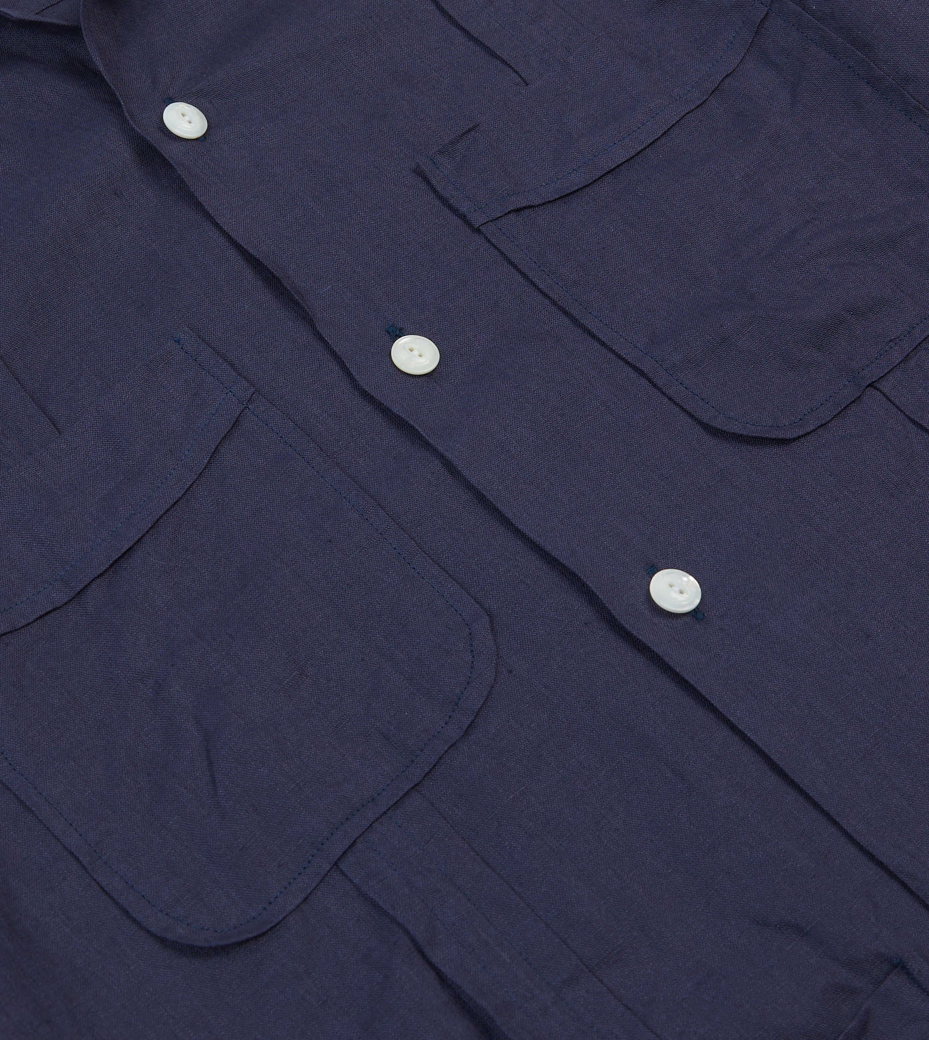 Navy Linen Short Sleeve Cuban Shirt Active Wear Urban Wear