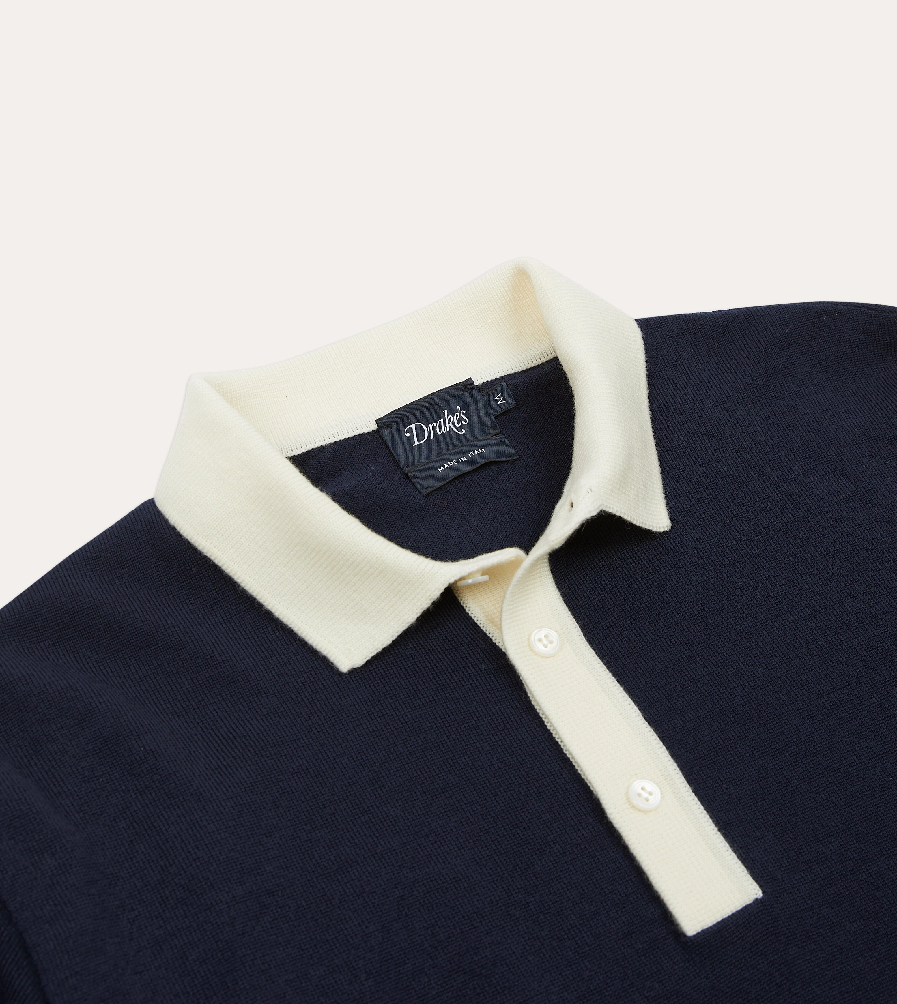 Clean Silhouette Navy Merino Wool Knitted Rugby Shirt
