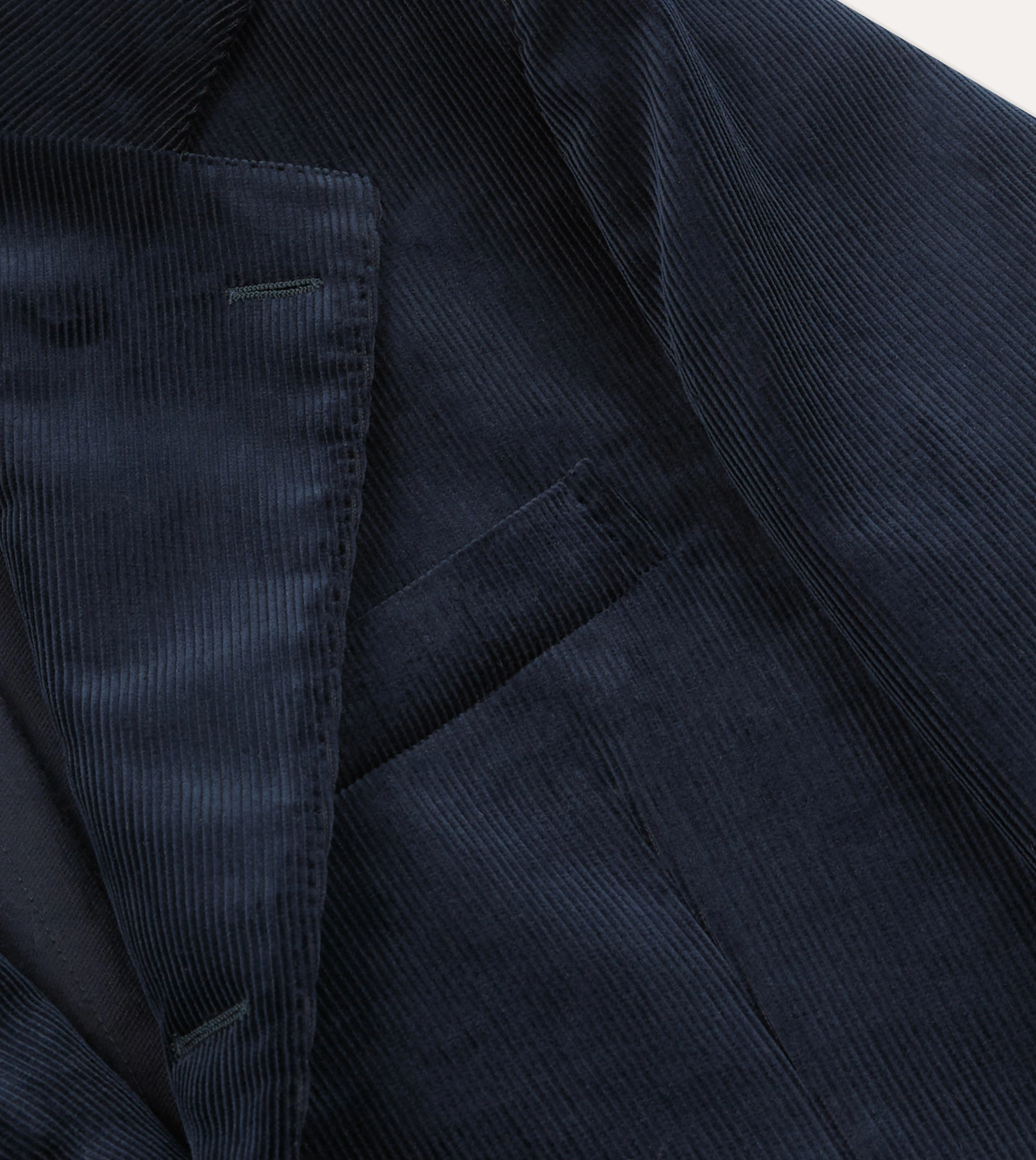 Navy Mid-Wale Cotton Corduroy Tailored Jacket Chic Layer Professional Layering