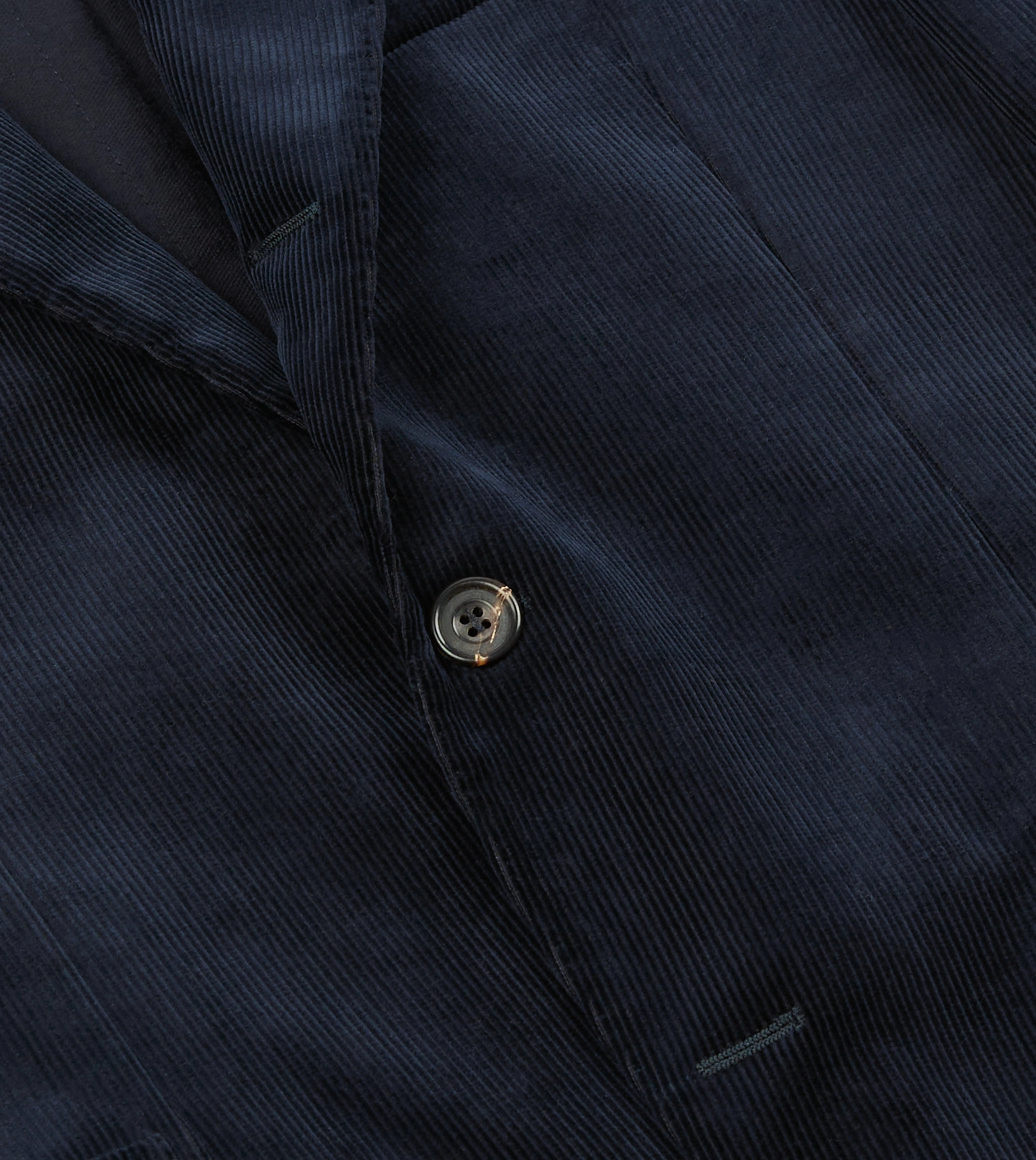 Navy Mid-Wale Cotton Corduroy Tailored Jacket Flattering Design
