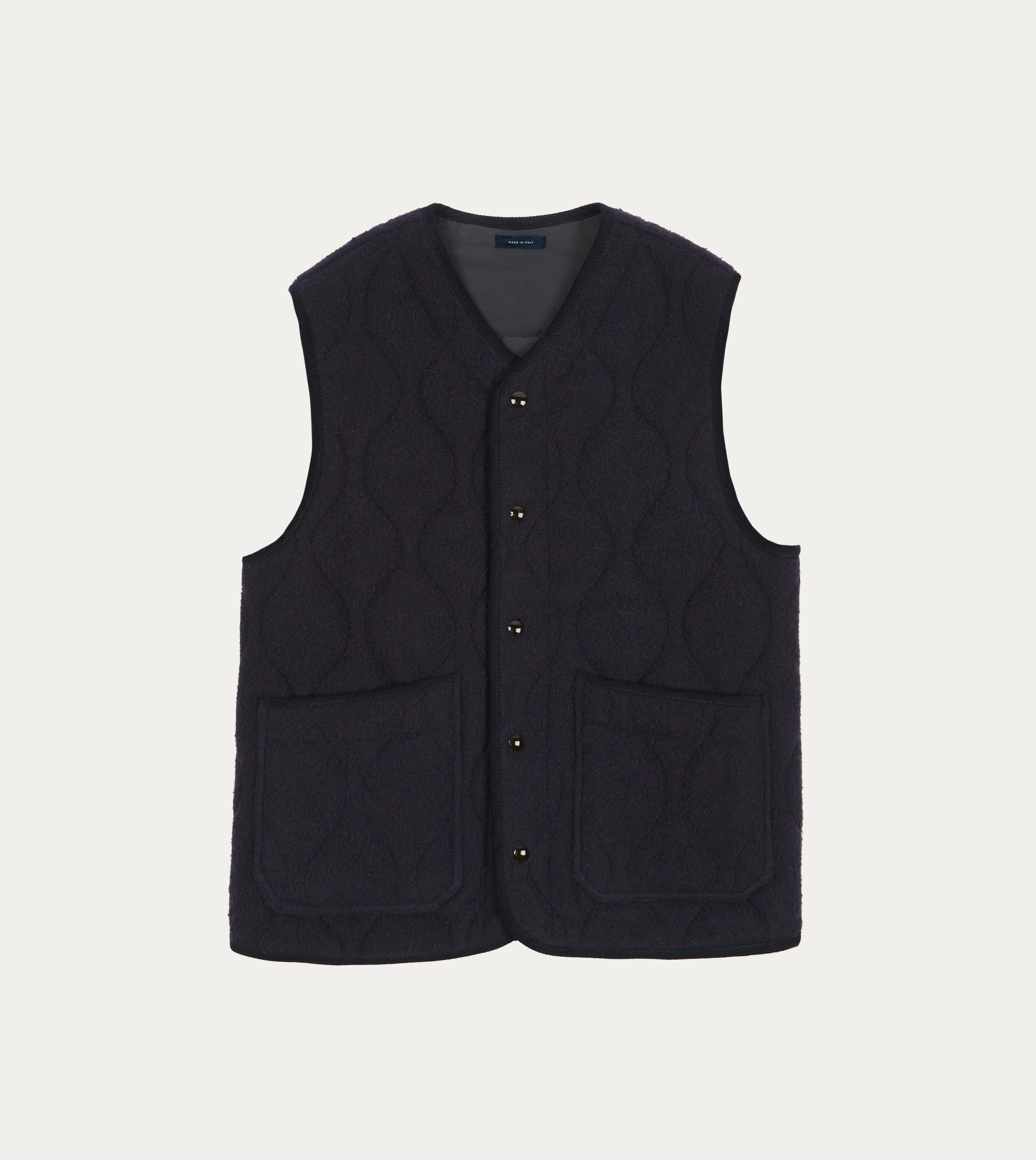 Navy Quilted Casentino Snap Vest Fitted Everyday Coverage