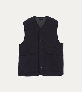 Navy Quilted Casentino Snap Vest Fitted Everyday Coverage