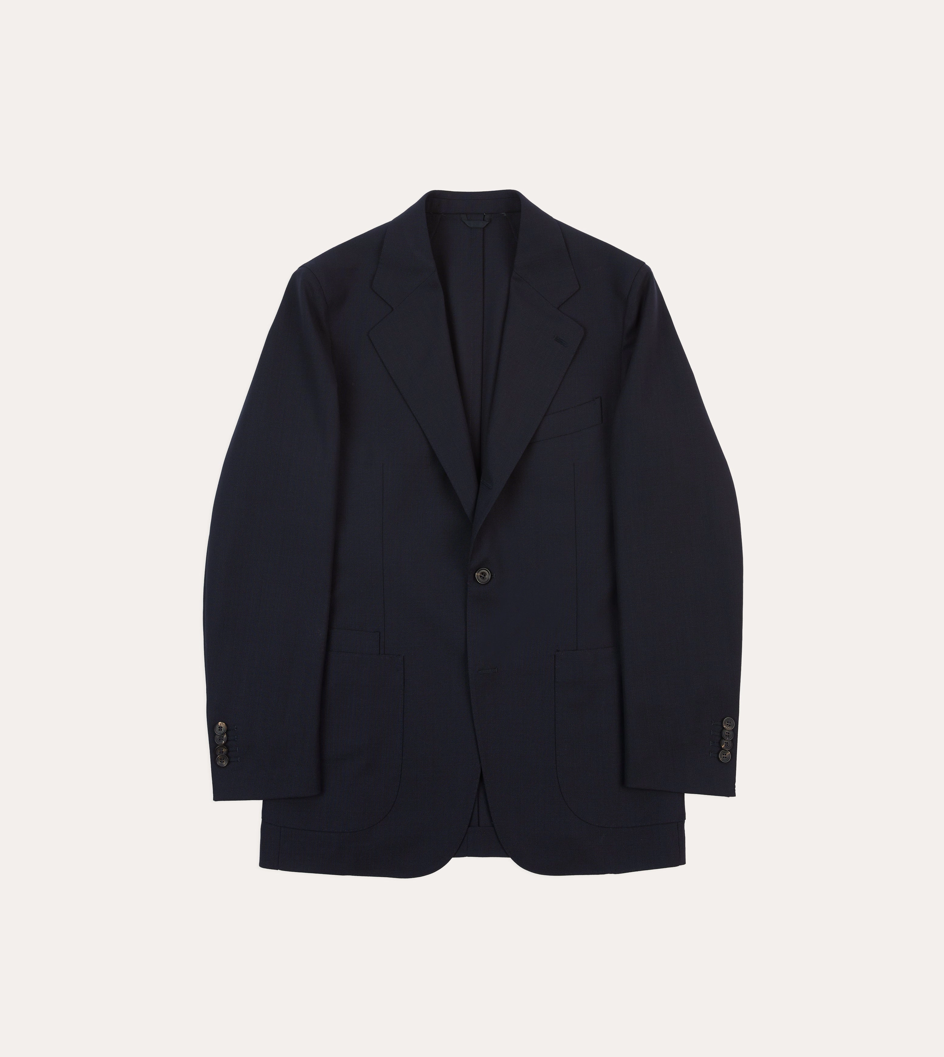 modern office wear Navy Tropical Wool Tailored Jacket