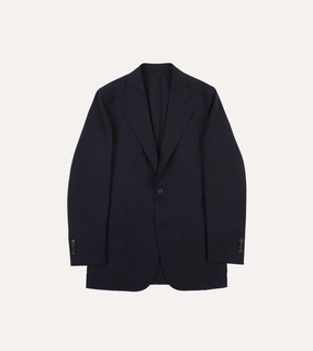 modern office wear Navy Tropical Wool Tailored Jacket