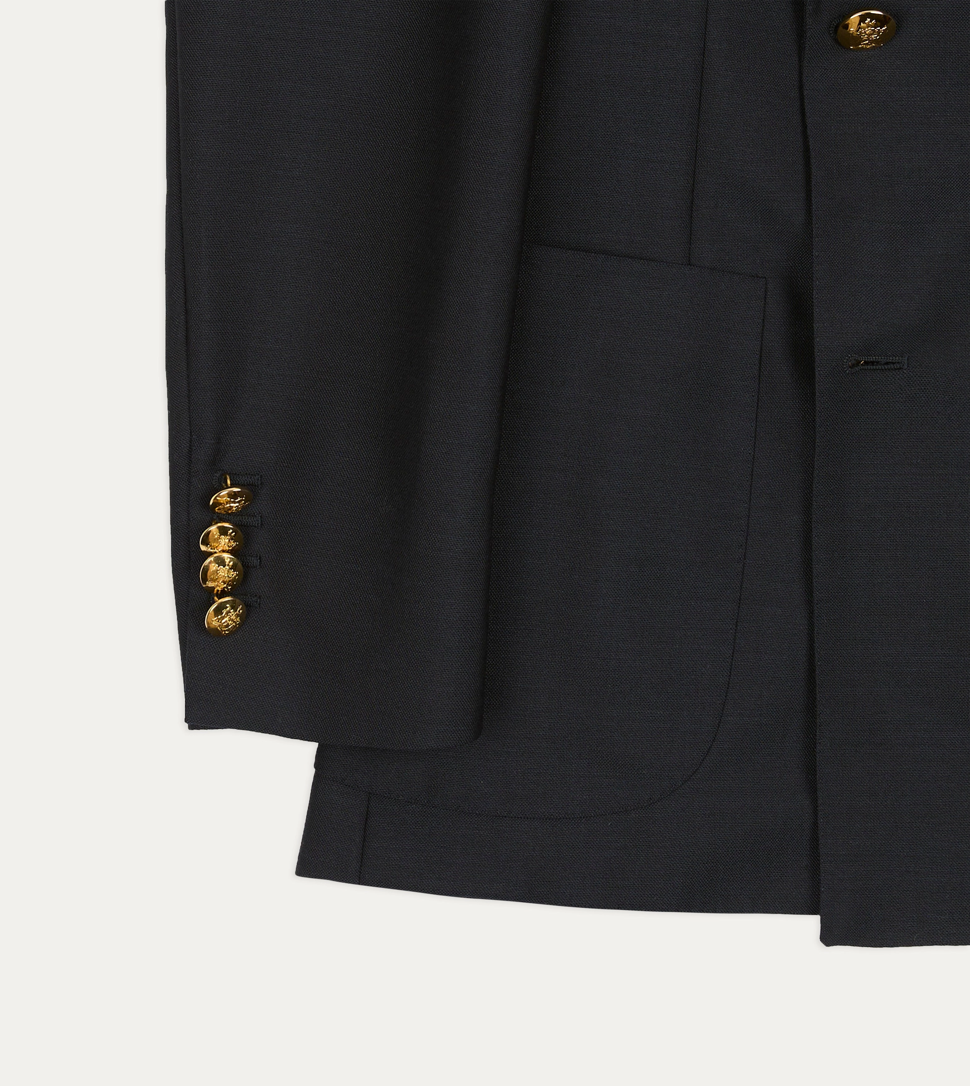 Navy Wool-Mohair Double-Breasted Travel Blazer Casual Fit Professional Tailored Fit