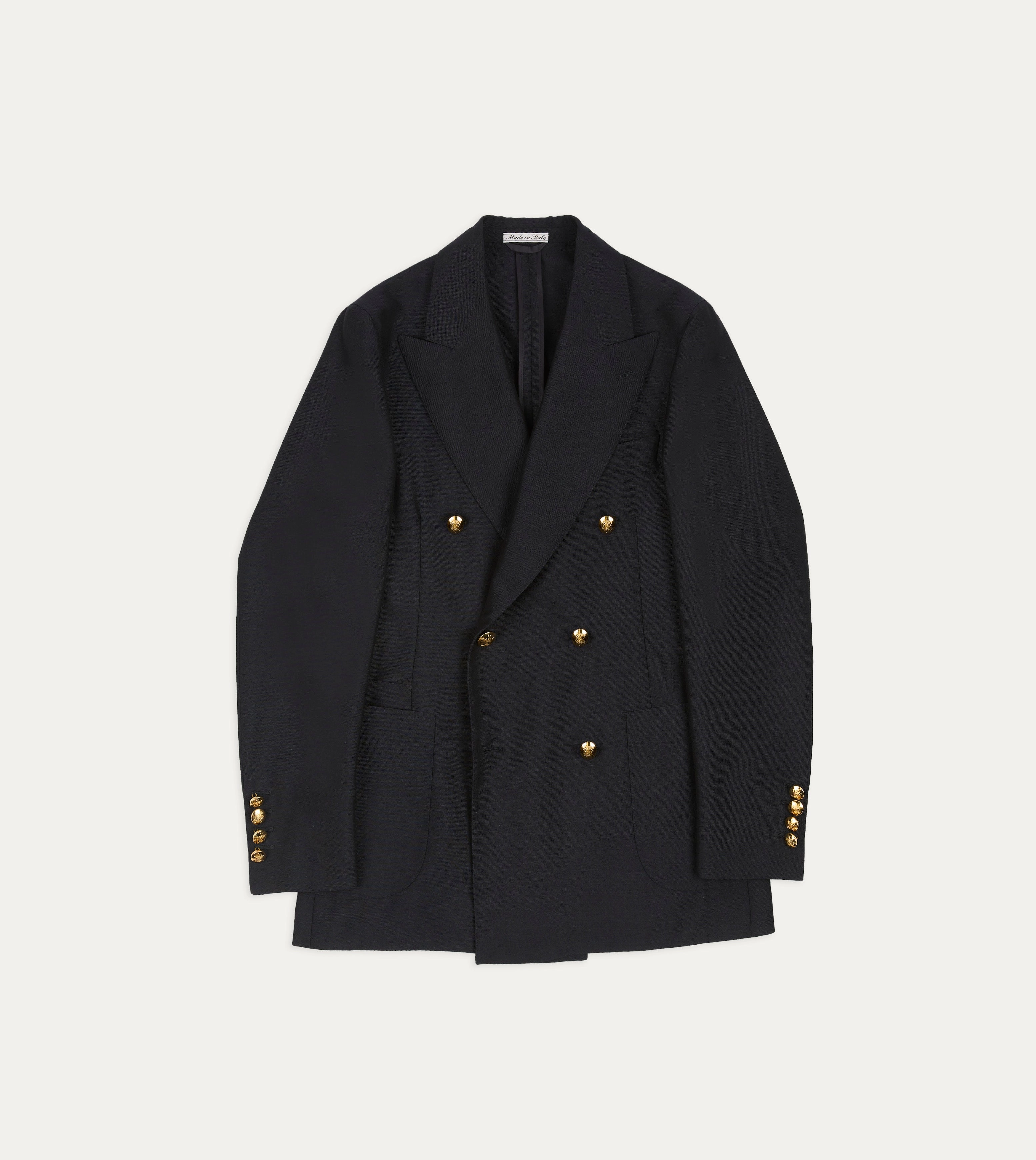 Navy Wool-Mohair Double-Breasted Travel Blazer Luxury Fabric Tailored Work Fit