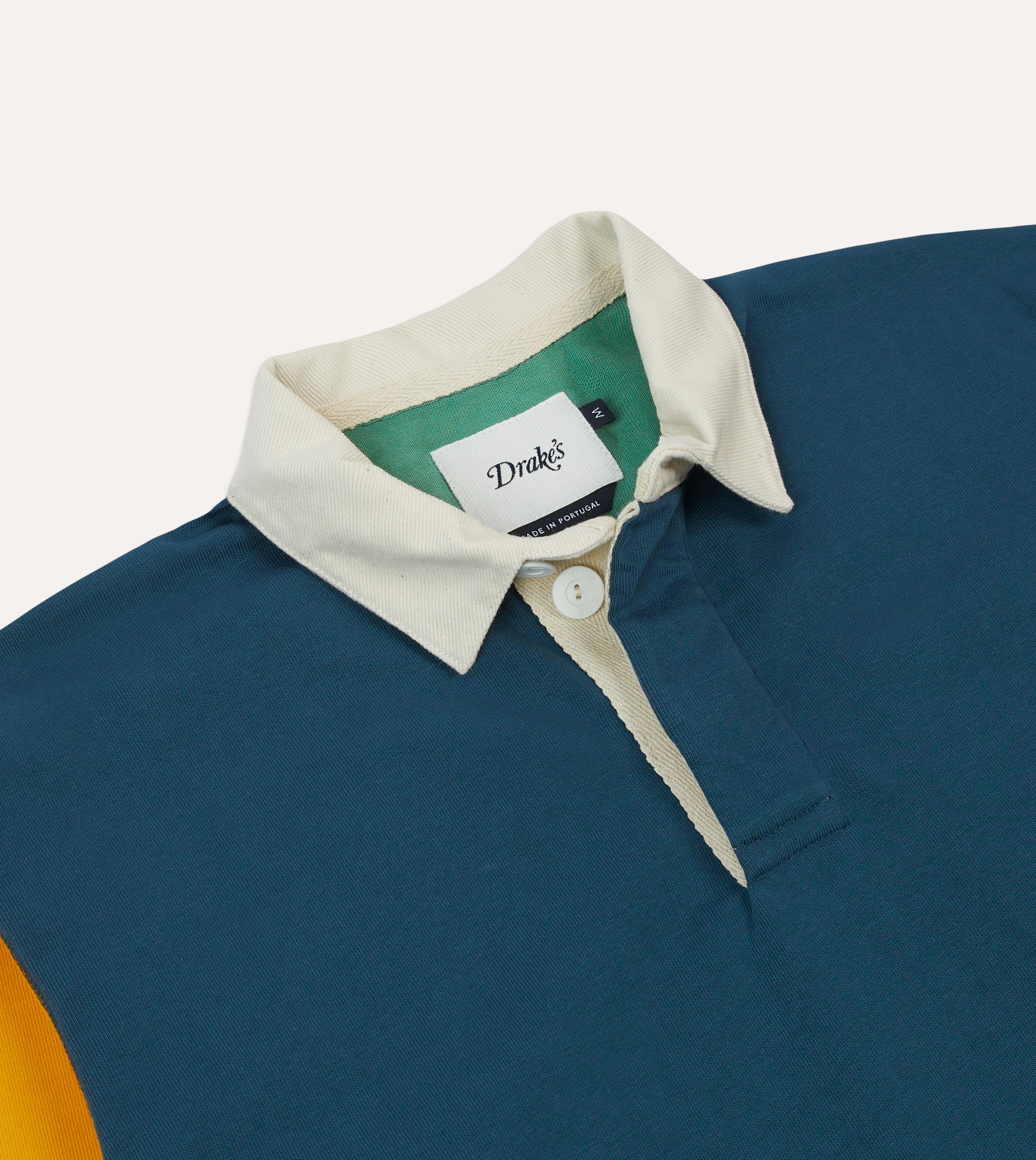 Stretchy Cloth Patterned Design Navy, Yellow, Red and Green Colourblock Cotton Rugby Shirt