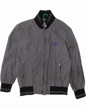 FRED PERRY Boys Bomber Jacket 7-8 Years Black Gingham Nylon Simple Fit