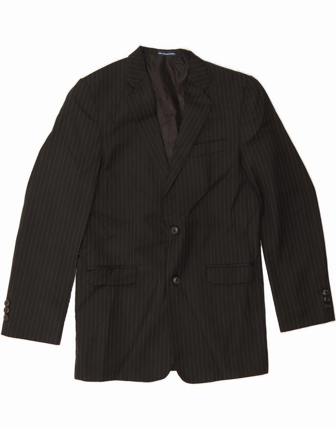 Ventilated Back CHAPS Boys 2 Button Blazer Jacket 13-14 Years Black Striped Polyester