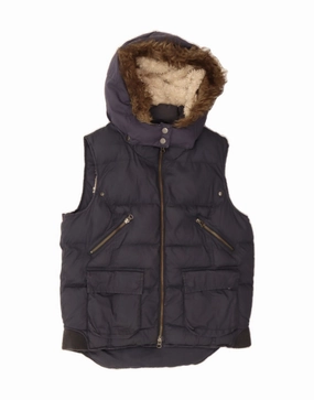 Sporty Shield WHITE STUFF Boys Hooded Padded Gilet 11-12 Years Navy Blue Cotton