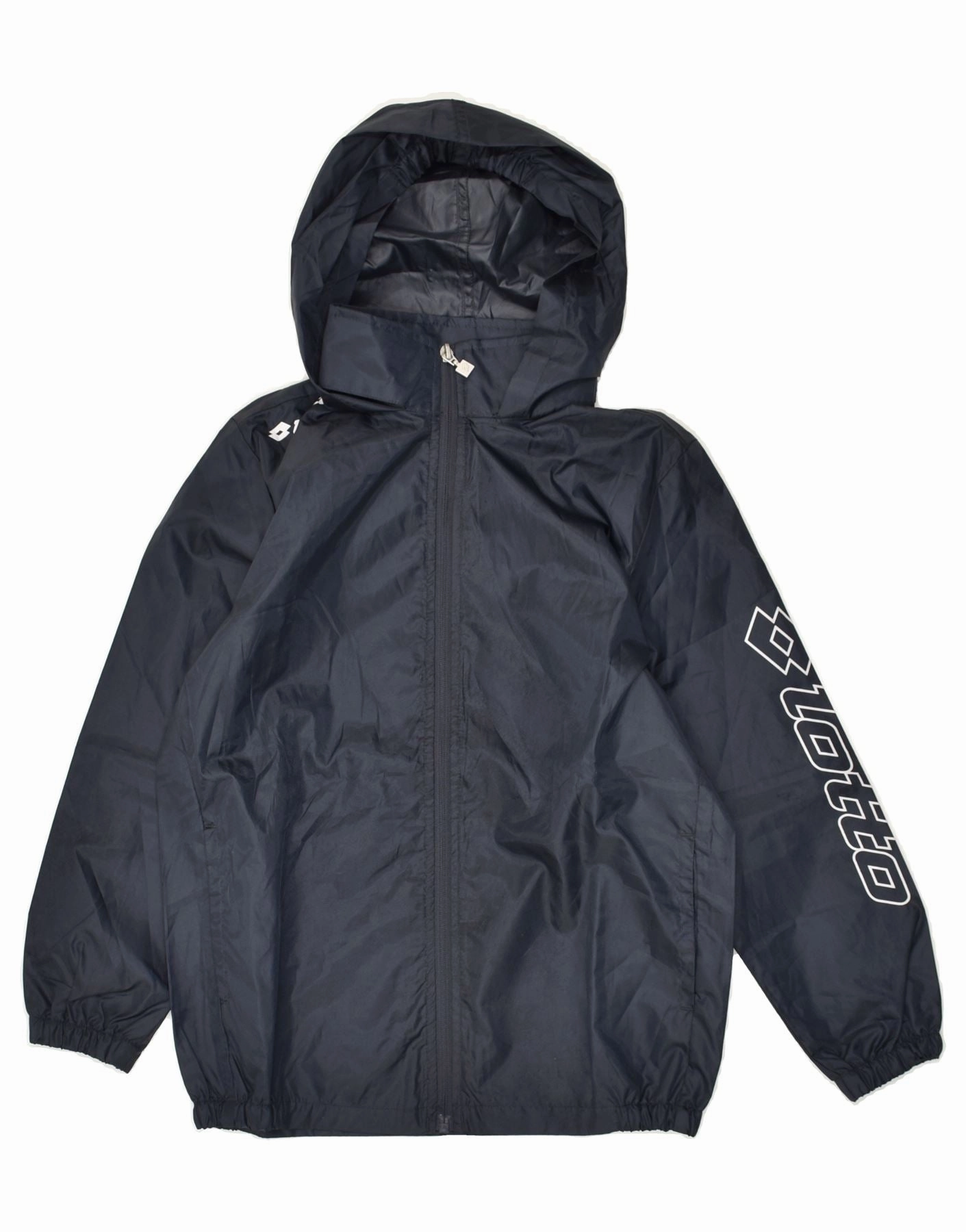 Christmas LOTTO Boys Hooded Rain Jacket 7-8 Years XS Navy Blue Polyester