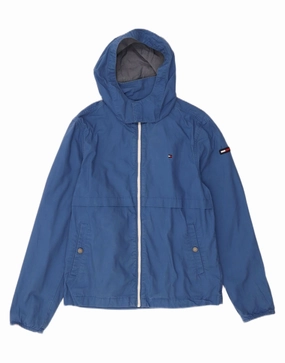 TOMMY HILFIGER Boys Hooded Bomber Jacket 13-14 Years Blue Cotton Volunteer