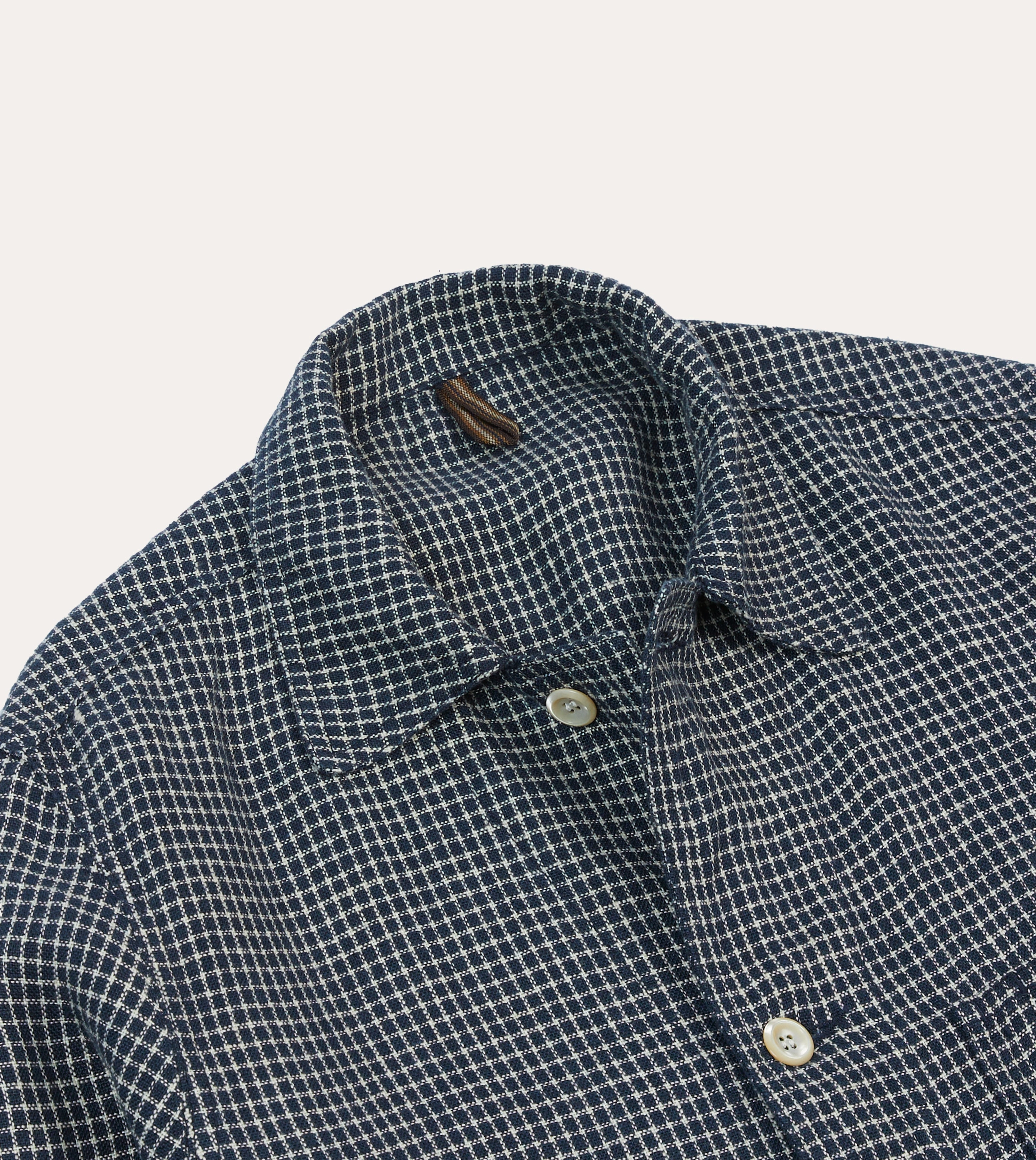 Prom St. JOHN by Drake's Navy Check Linen Fatigue Jacket