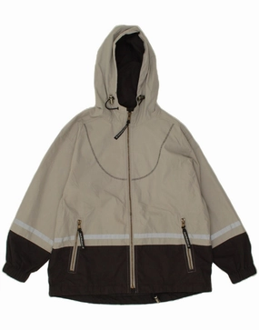JACK WOLFSKIN Boys Oversized Graphic Hooded Raincoat 8-9 Years Grey Consent