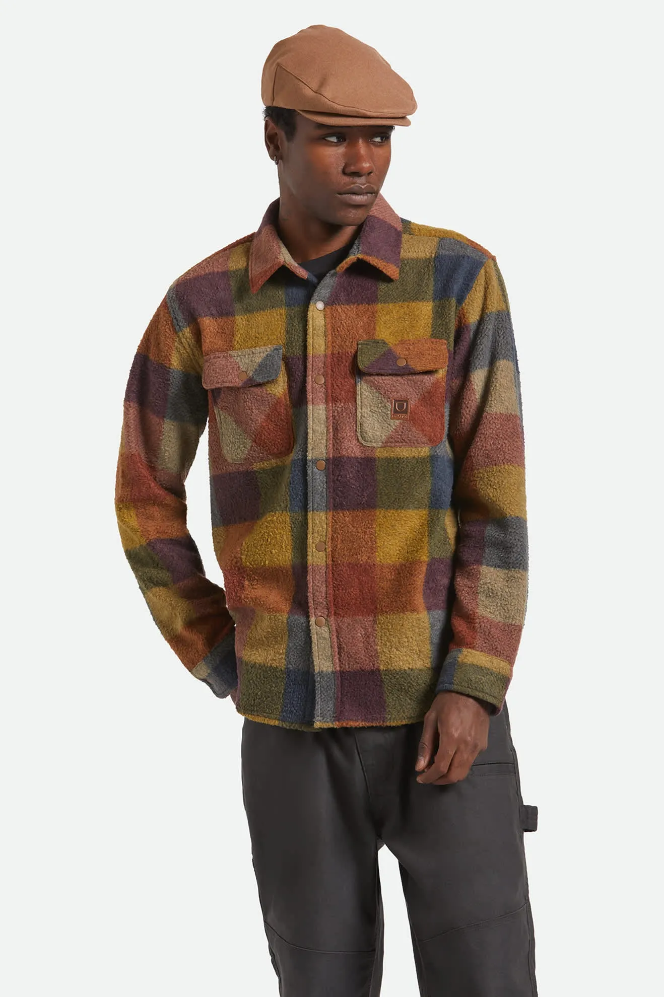 Custom Fit Bowery Arctic Stretch Fleece - Rust/Copper Plaid