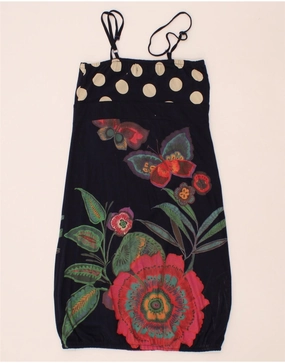 DESIGUAL Girls Sundress 11-12 Years Black Floral Art Spirit