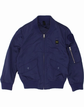 Structured Fit BLAUER Boys Bomber Jacket 6-7 Years XS Navy Blue Polyester