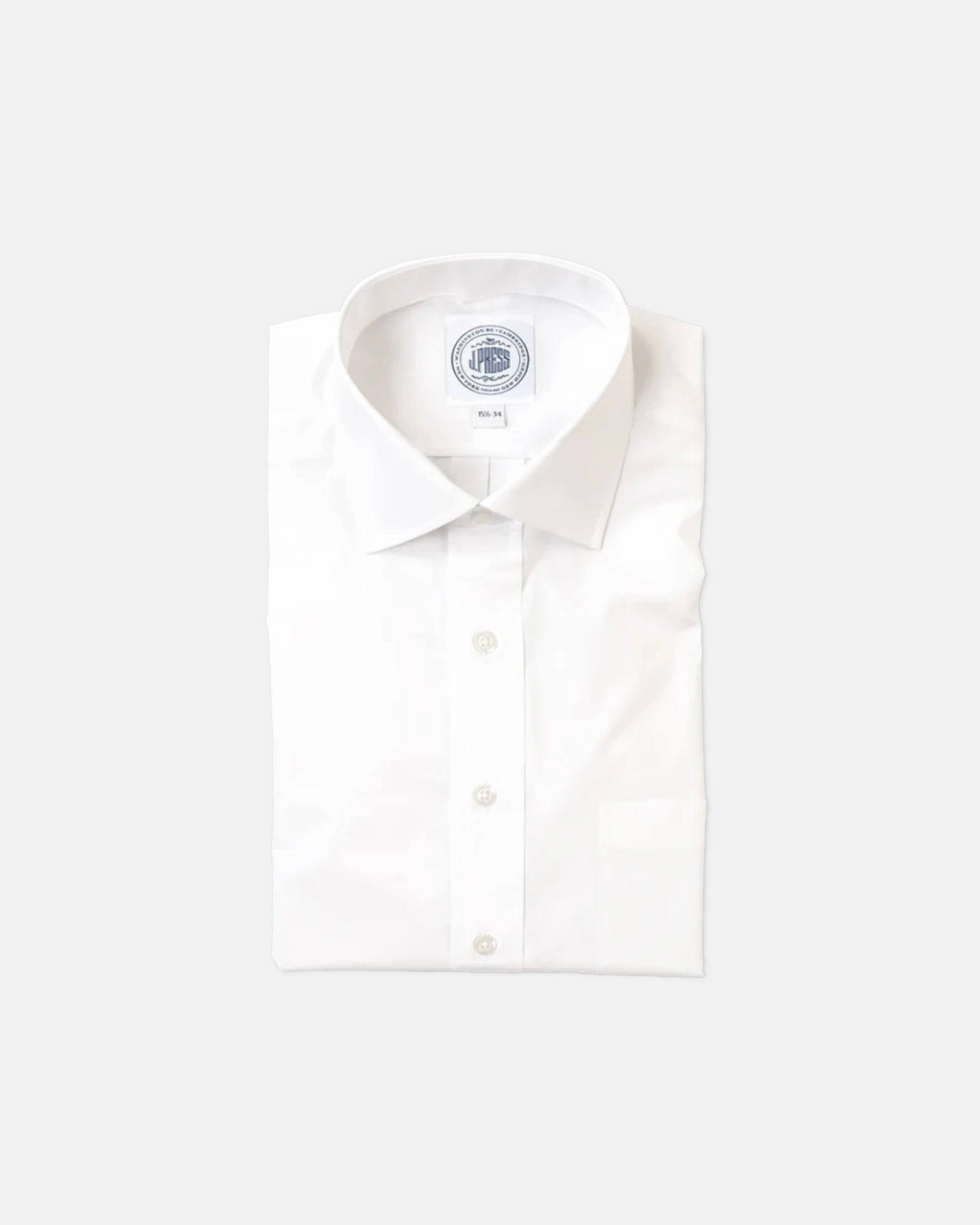 Made-in-Canada Solid White Broadcloth Spread Collar Dress Shirt - Classic Fit Slim Silhouette Neutral Shade
