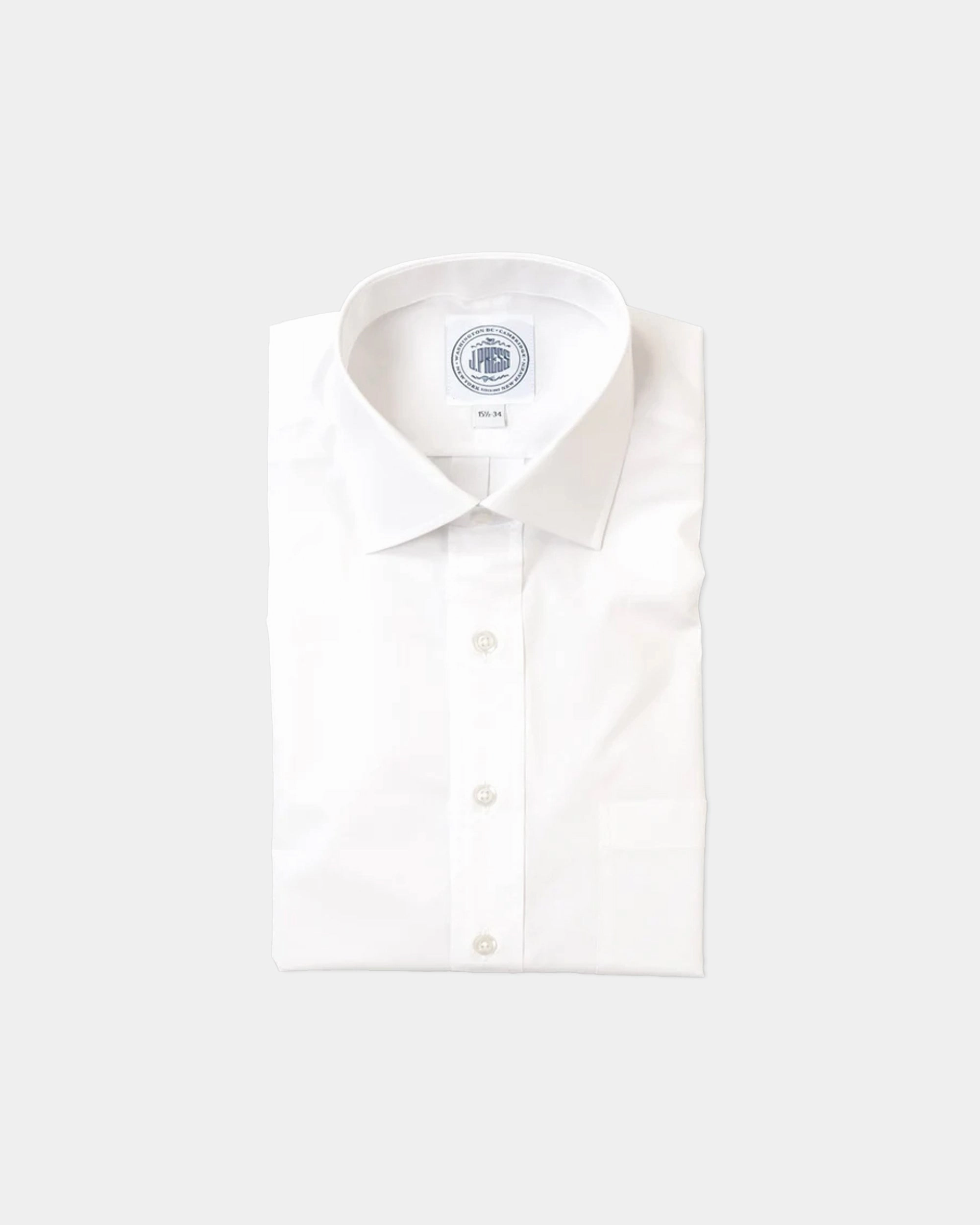 Made-in-Canada Solid White Broadcloth Spread Collar Dress Shirt - Classic Fit Button-up