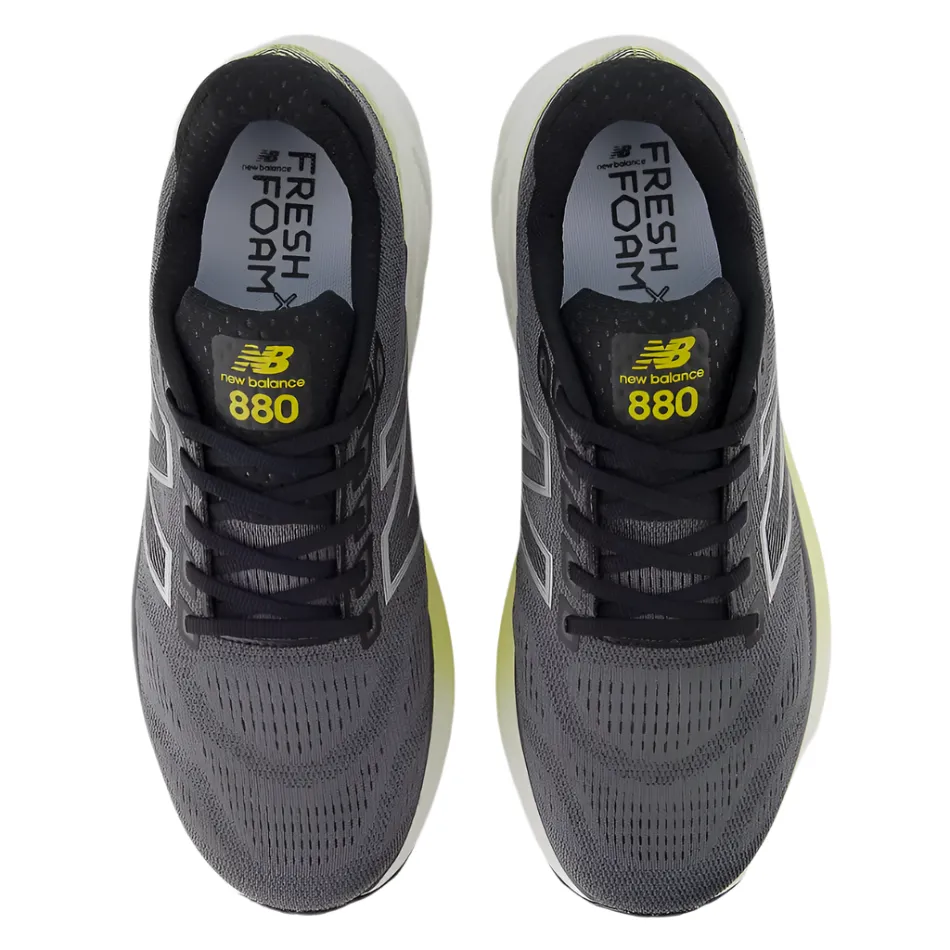 New Balance Men's 880 V15 Running Shoes in Black/Winter Grass/Castlerock AW25 running with a GPS watch