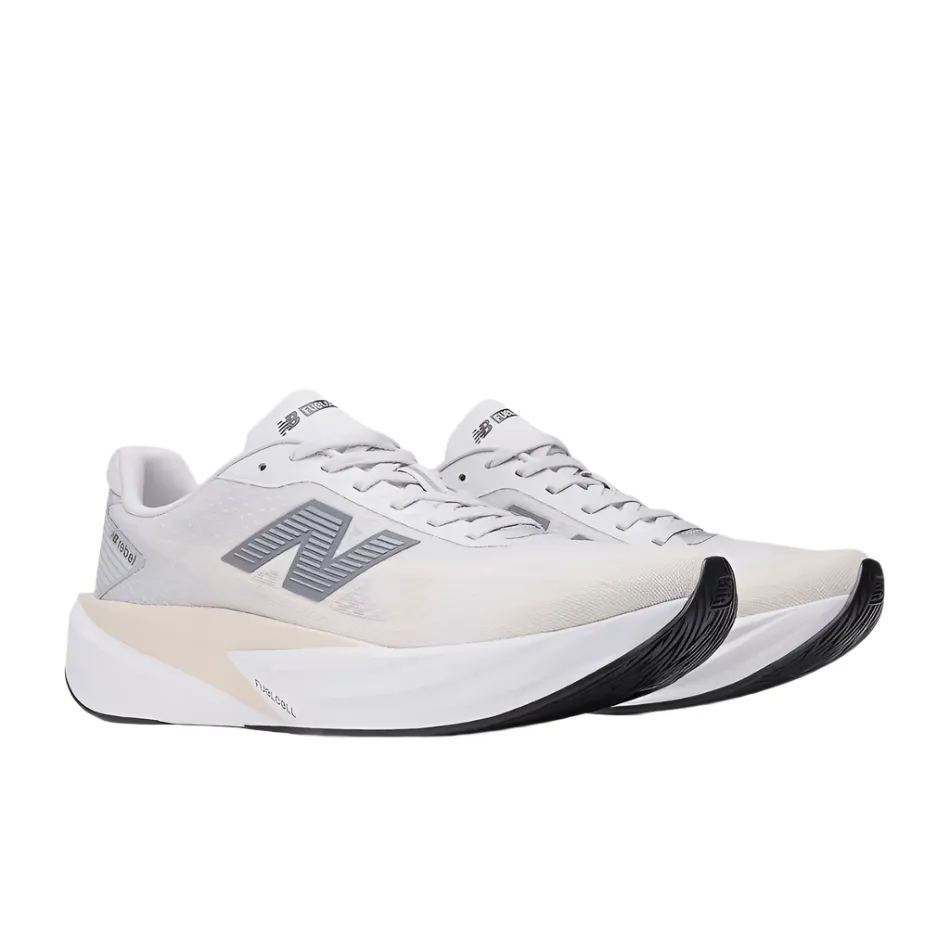 Lockdown Harness New Balance Men's Fuelcell Rebel v5 Running Shoes in Grey Matter/Linen/White AW25