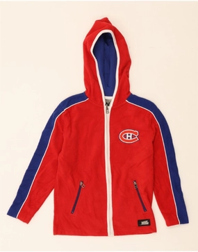 Minimalist NHL Boys Montreal Canadiens Fleece Jacket 7-8 Years Small Red Colourblock