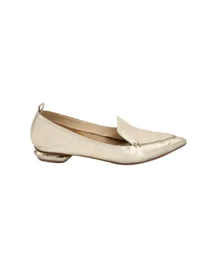 Perforated Detail Safe Guard Nicholas Kirkwood Beya Loafers in Gold Leather