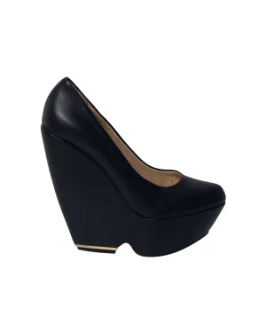 Contoured Movement Nicholas Kirkwood Platform Wedge in Black Leather