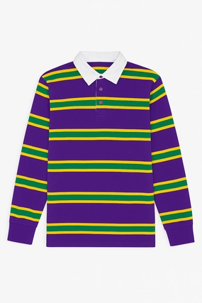 Weekend Outfit Polo Stripe Purple Long Sleeve