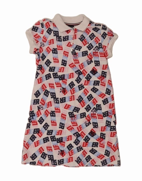 TOMMY HILFIGER Girls Graphic Polo Dress 12-13 Years Large Multicoloured Chilly Weather Wear Smart Layering