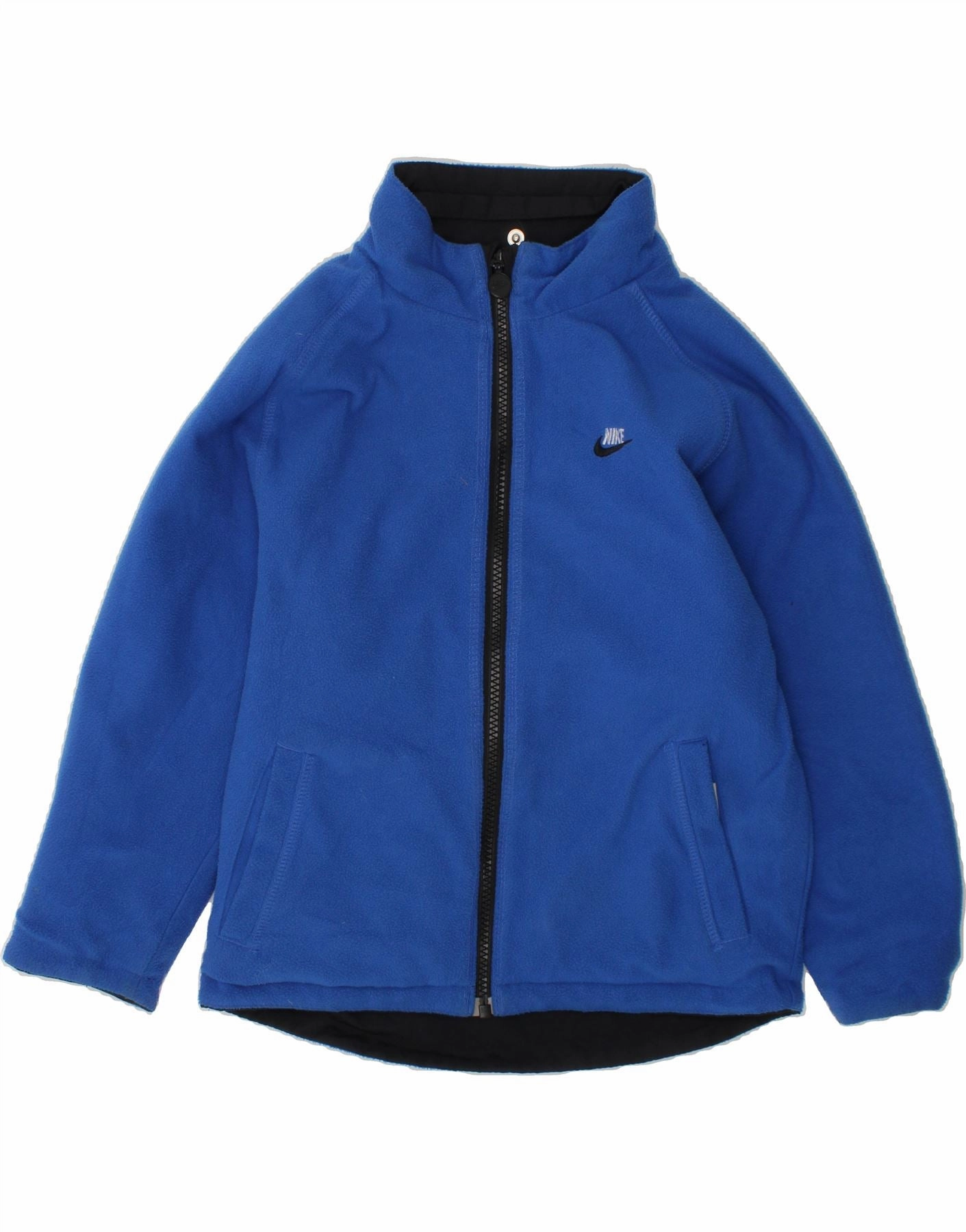 NIKE Boys Graphic Fleece Reversible Jacket 5-6 Years Medium Blue Polyester Aftershave