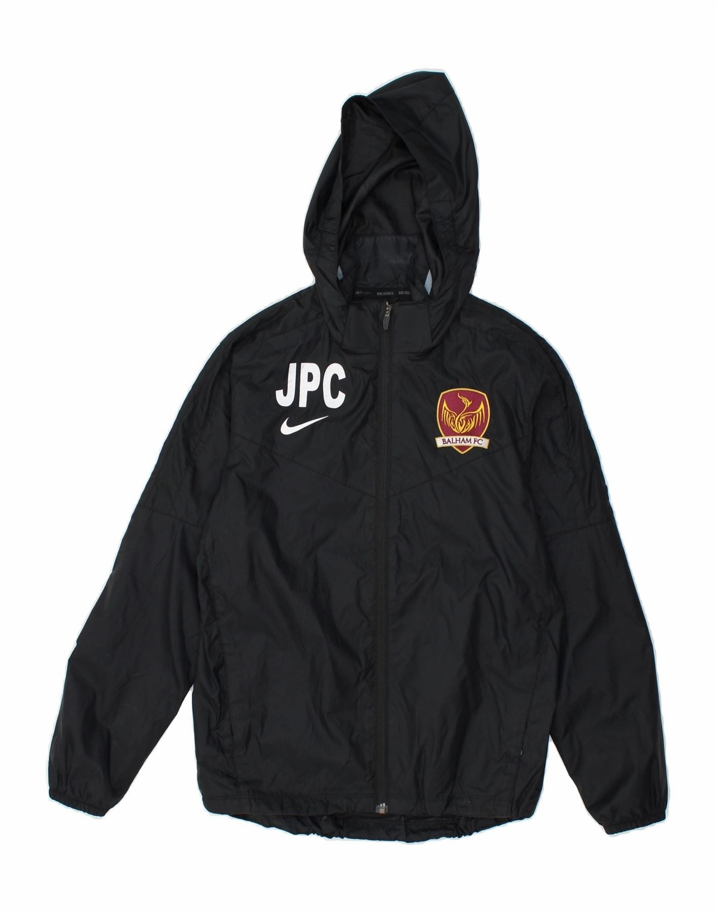 Moisture wicking AdjustableCuffs NIKE Boys Graphic Hooded Rain Jacket 10-11 Years Medium  Black Nylon