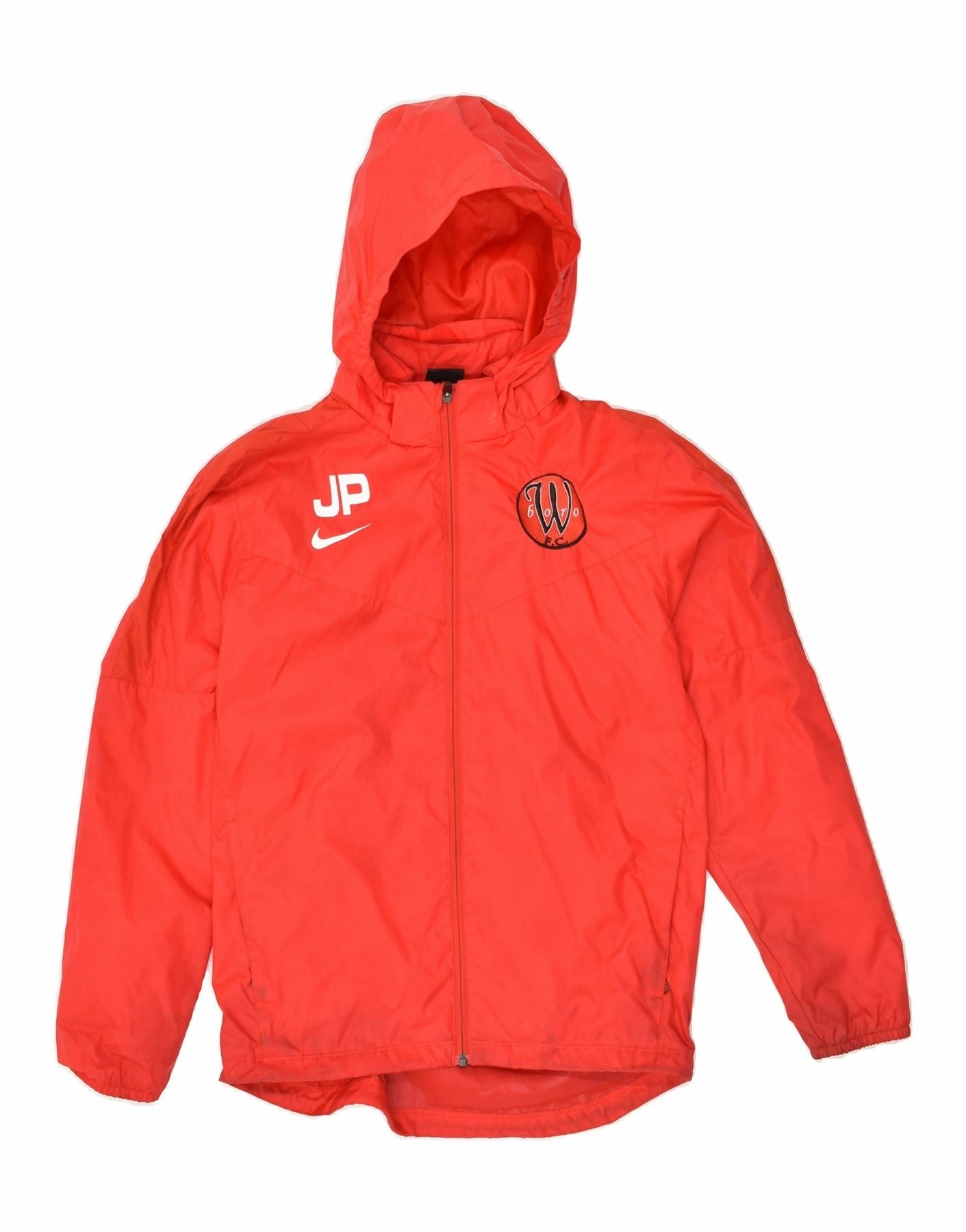 Day To Night Adjustable Drawstrings NIKE Boys Graphic Hooded Rain Jacket 12-13 Years Large Red