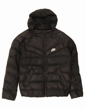 Urban Comfort Lightweight Layer NIKE Boys Hooded Padded Jacket 12-13 Years Large Black Polyester